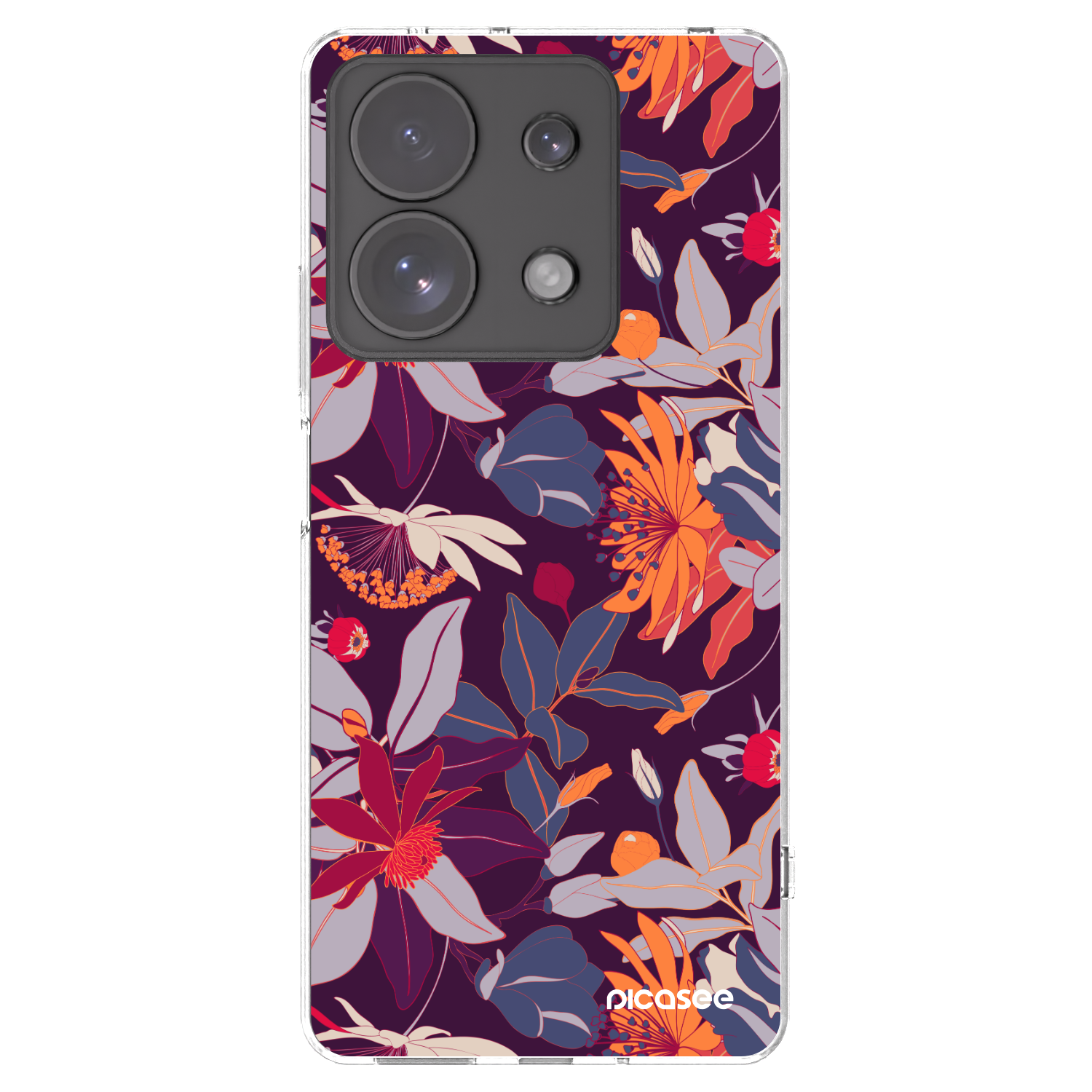 Picasee silikonowe przeźroczyste etui na Xiaomi Redmi Note 13 Pro 4G - Purple Leaf