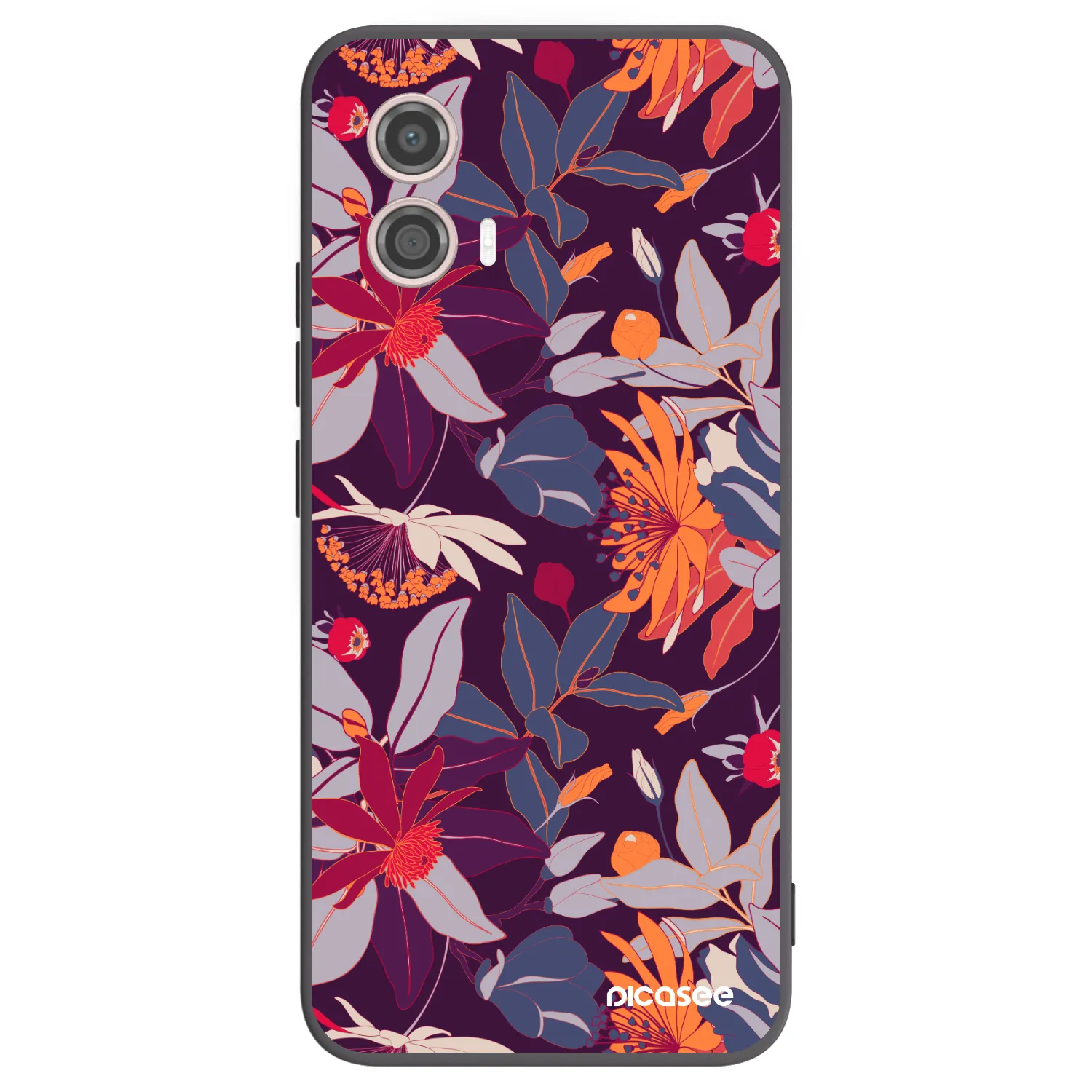 Picasee silikonowe czarne etui na Motorola Moto G53 5G - Purple Leaf