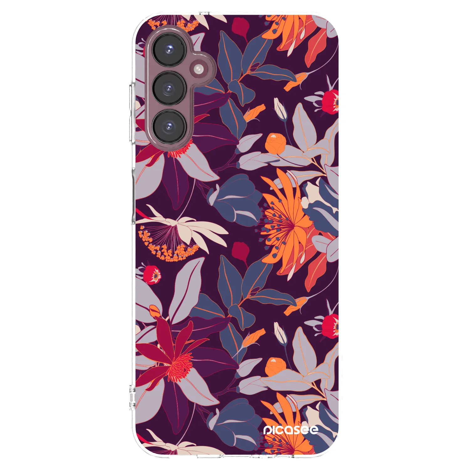 Picasee silikonowe przeźroczyste etui na Samsung Galaxy A05s A057G - Purple Leaf
