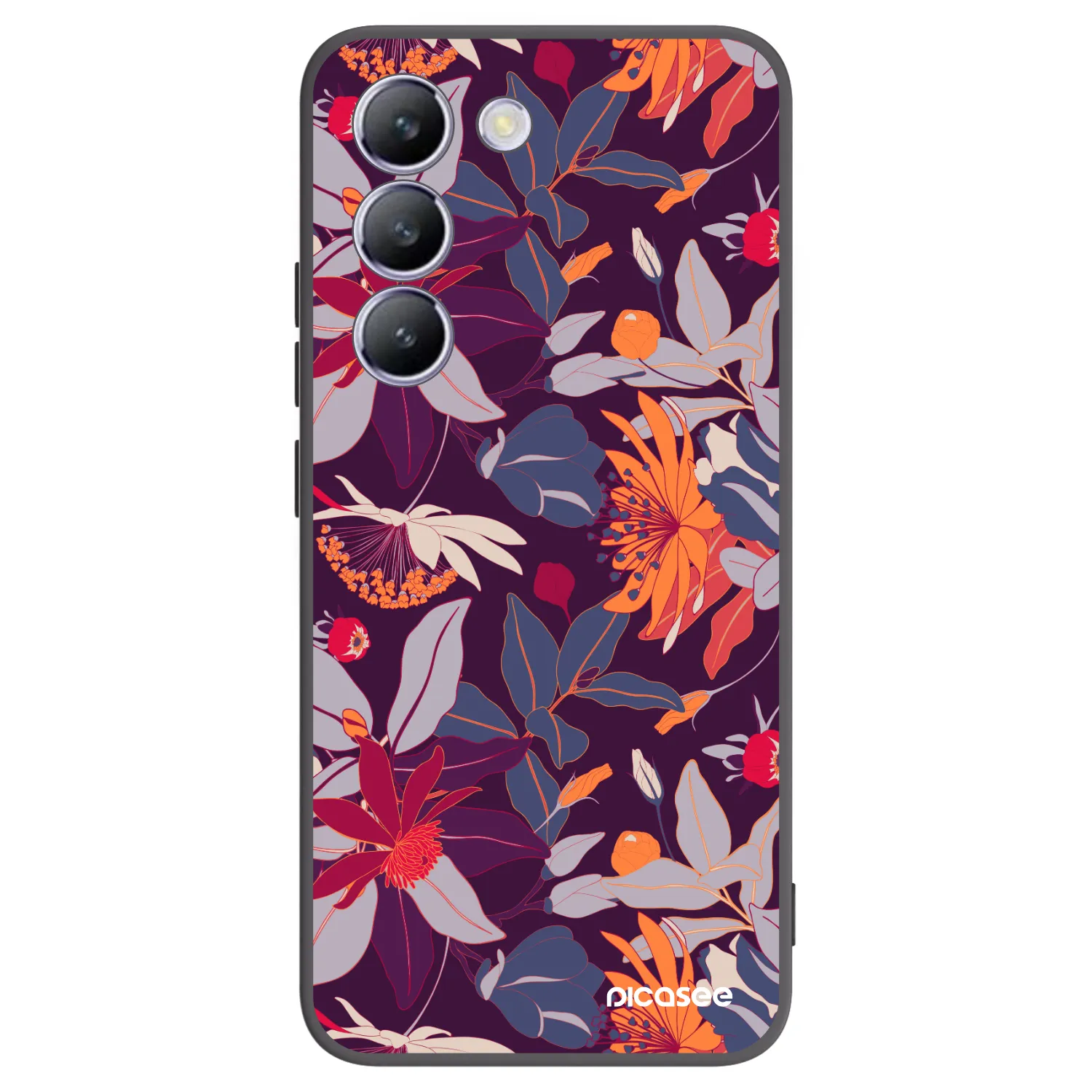 Picasee silikonowe czarne etui na Vivo V40 SE 5G - Purple Leaf