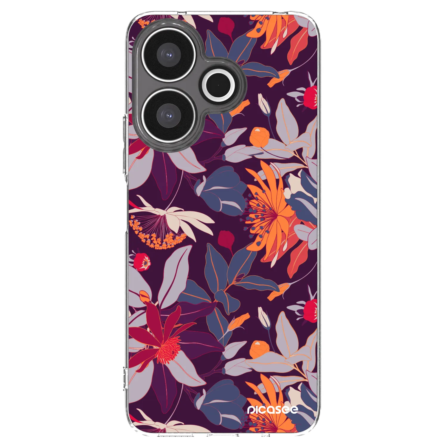 Picasee silikonowe przeźroczyste etui na Xiaomi Redmi 13 4G - Purple Leaf