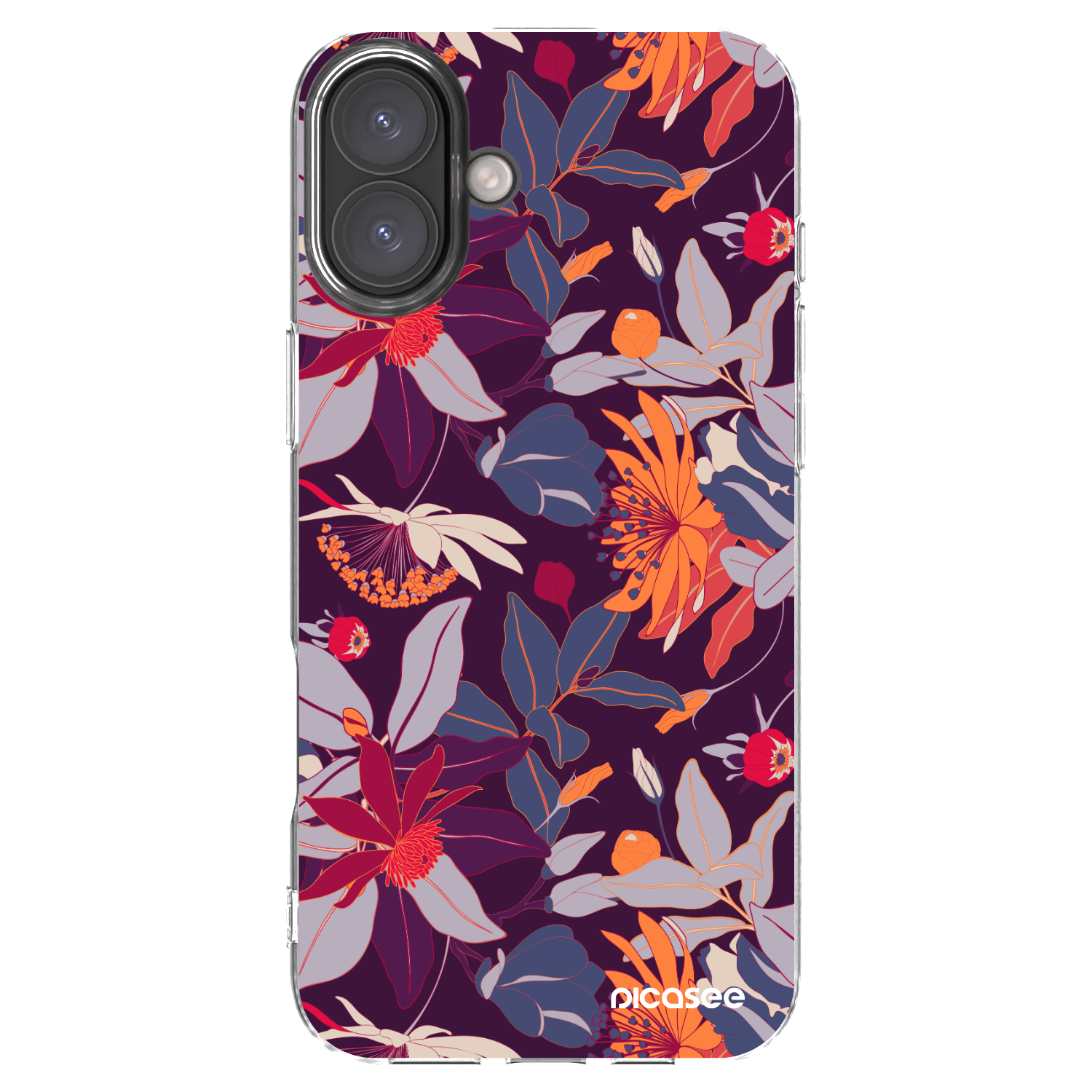 Picasee silikonowe przeźroczyste etui na Apple iPhone 16 Plus - Purple Leaf