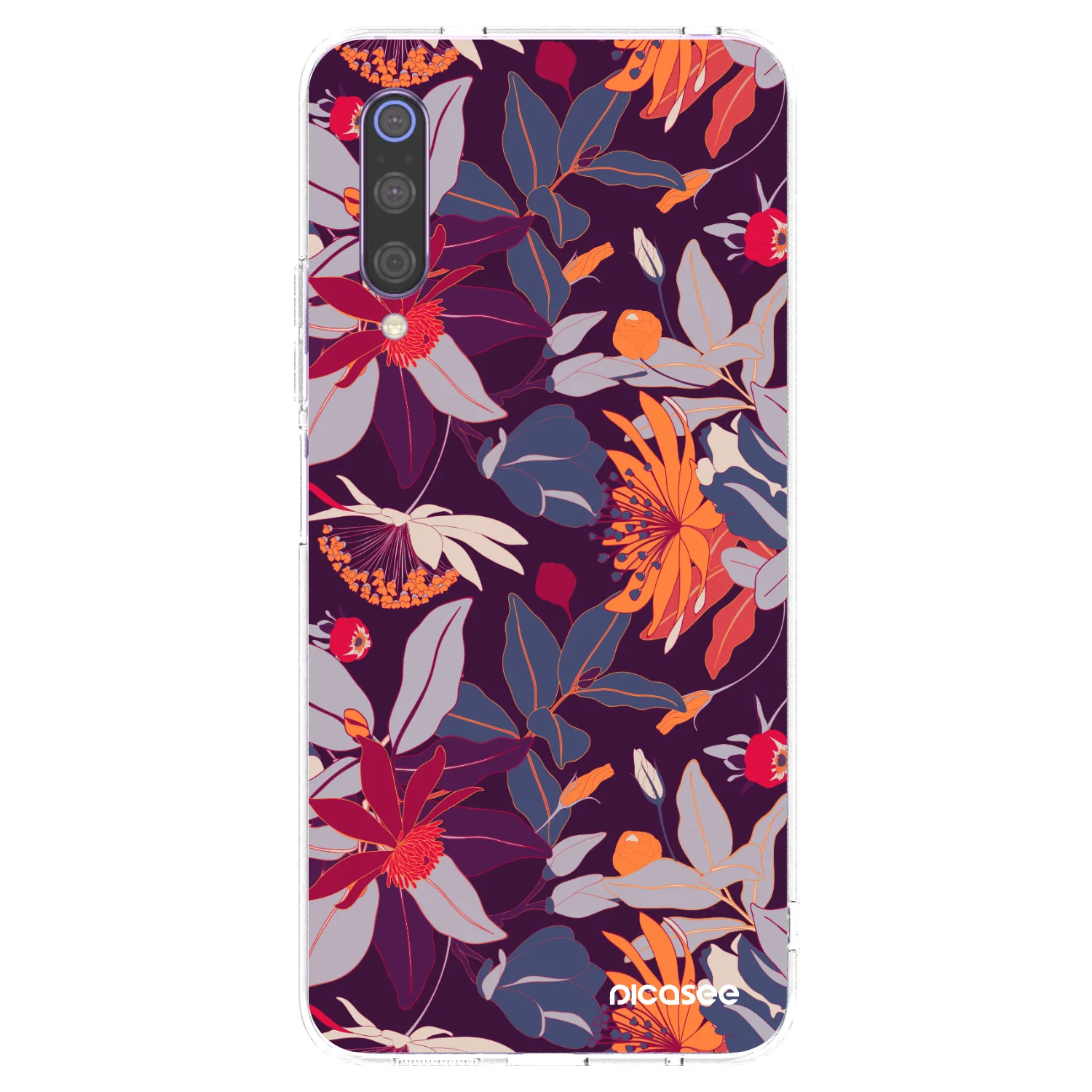 Picasee silikonowe przeźroczyste etui na Xiaomi Mi 9 - Purple Leaf