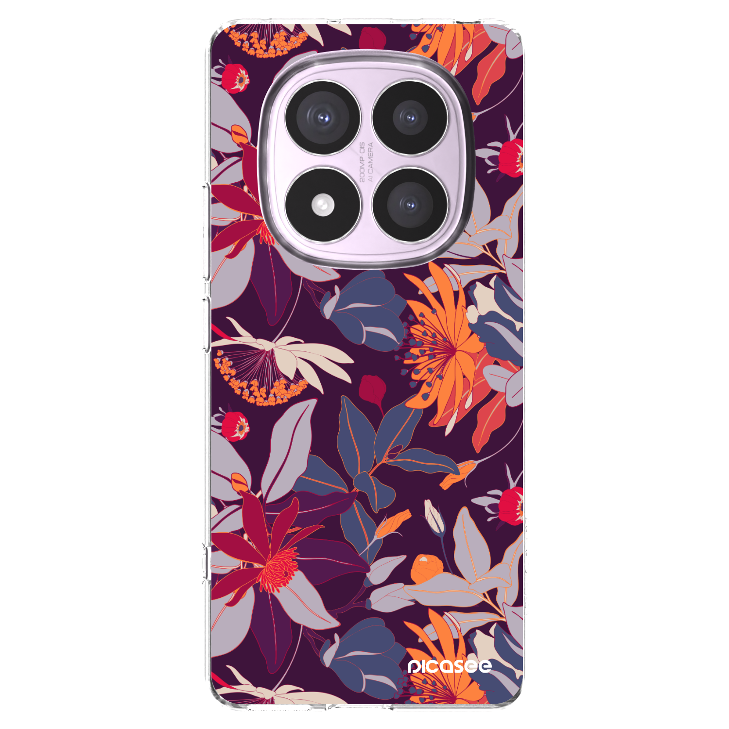 Picasee silikonowe przeźroczyste etui na Xiaomi Redmi Note 14 Pro 5G - Purple Leaf