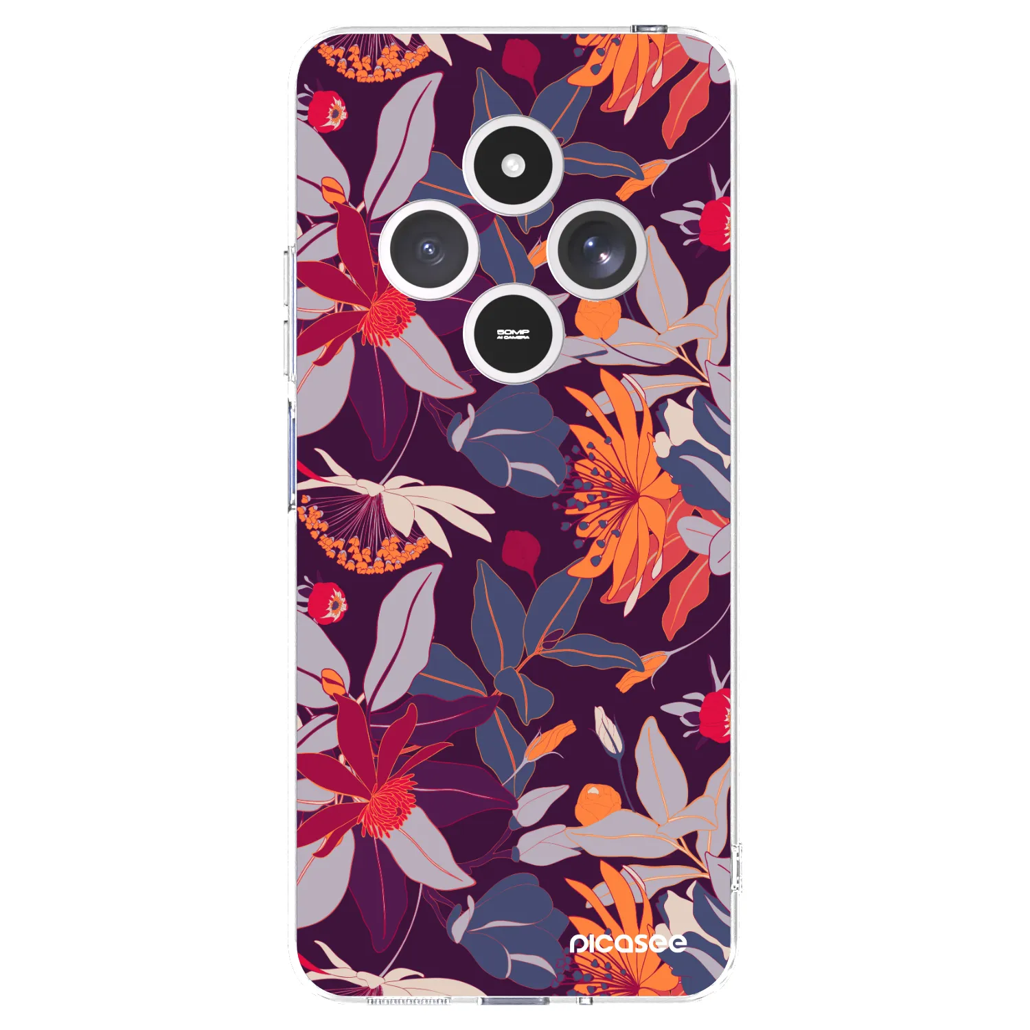 Picasee silikonowe przeźroczyste etui na Xiaomi Redmi 14C - Purple Leaf