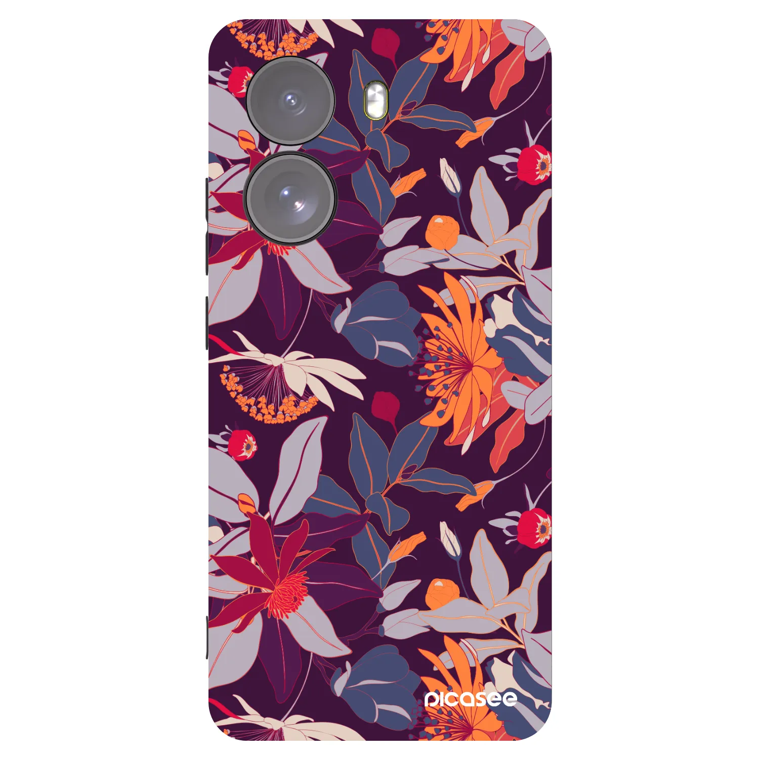 Picasee silikonowe czarne etui na Xiaomi Poco X7 - Purple Leaf