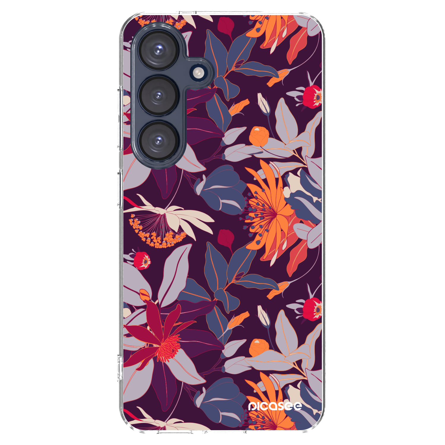 Picasee silikonowe przeźroczyste etui na Samsung Galaxy S25 5G - Purple Leaf