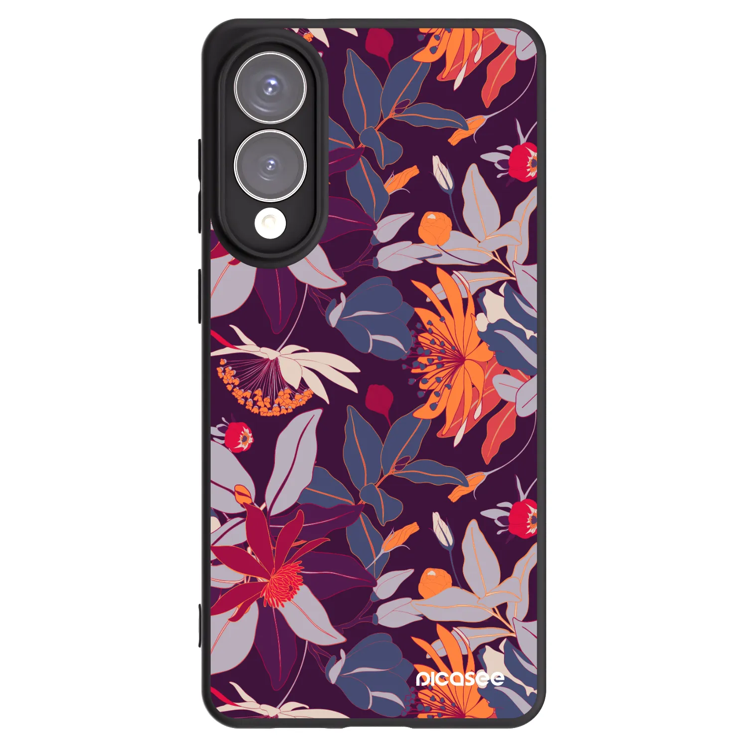Picasee silikonowe czarne etui na Samsung Galaxy S25 Edge 5G - Purple Leaf