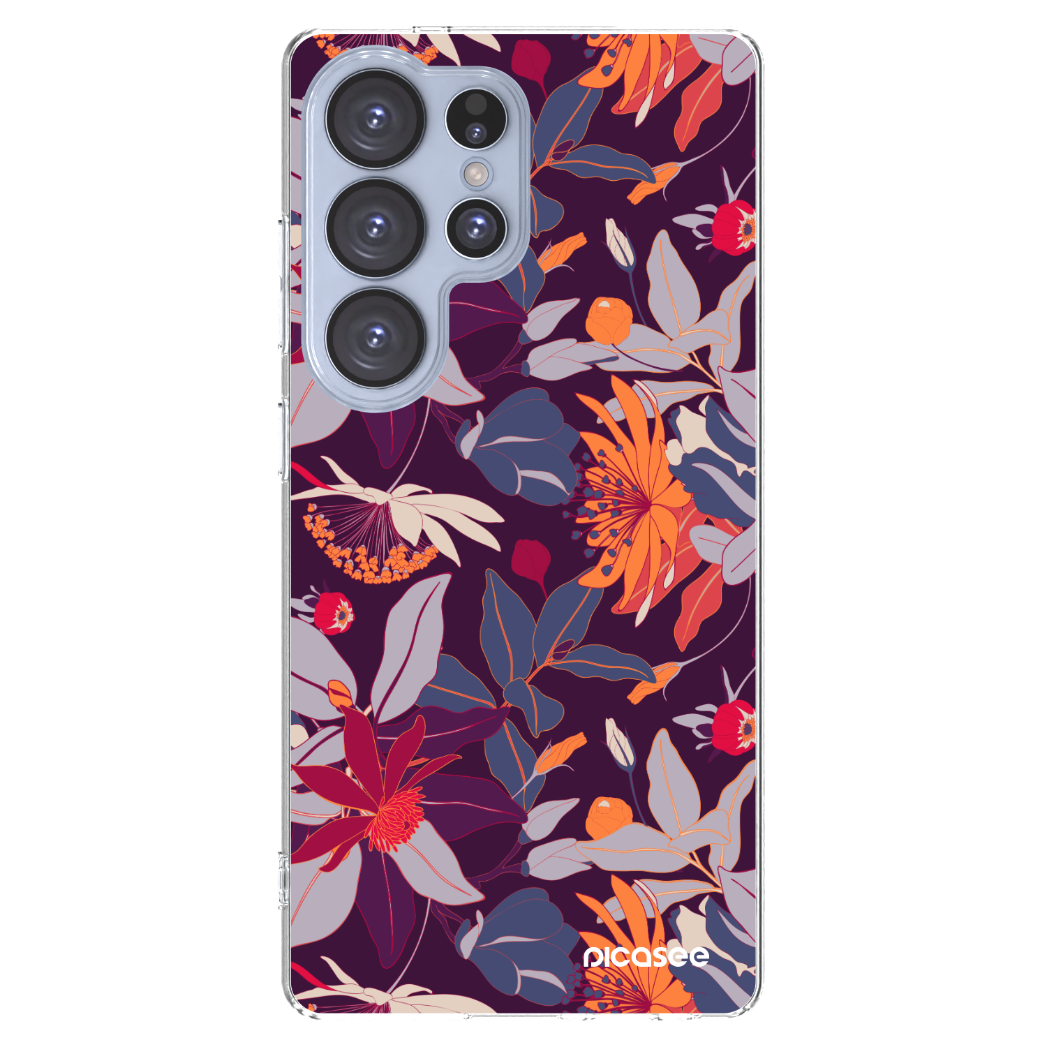 Picasee silikonowe przeźroczyste etui na Samsung Galaxy S25 Ultra 5G - Purple Leaf