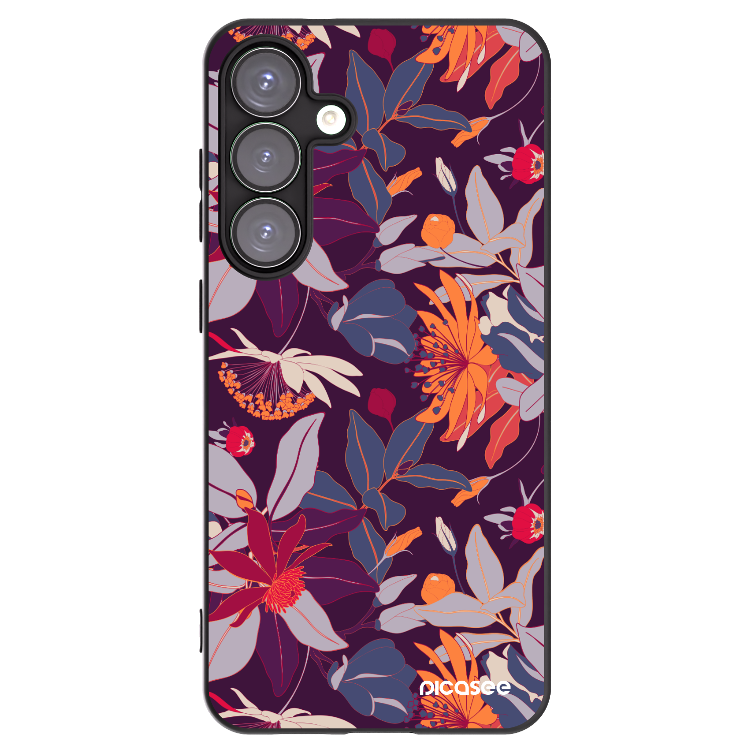 Picasee silikonowe czarne etui na Samsung Galaxy S25+ 5G - Purple Leaf