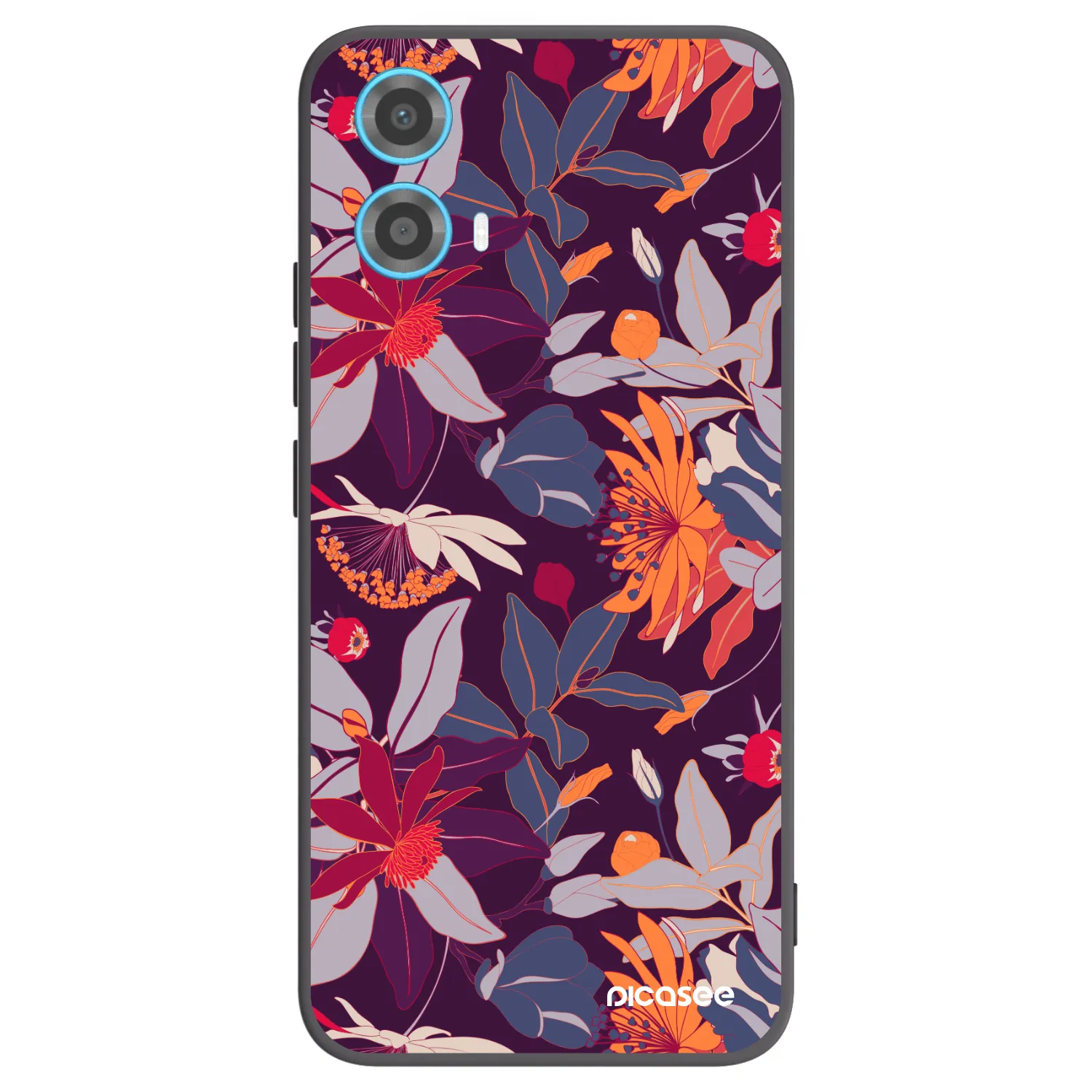 Picasee silikonowe czarne etui na Motorola Moto G34 5G - Purple Leaf
