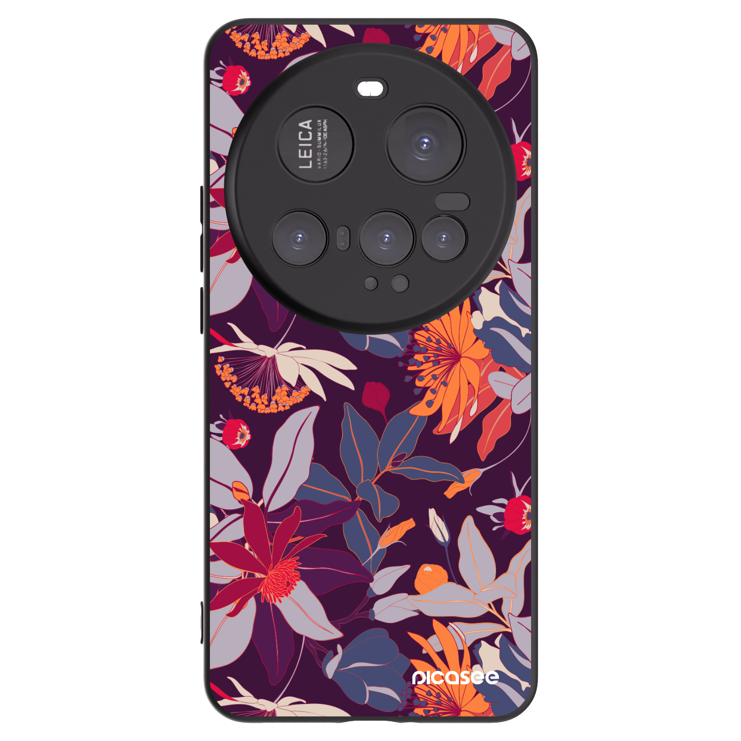 Picasee silikonowe czarne etui na Xiaomi 15 Ultra - Purple Leaf