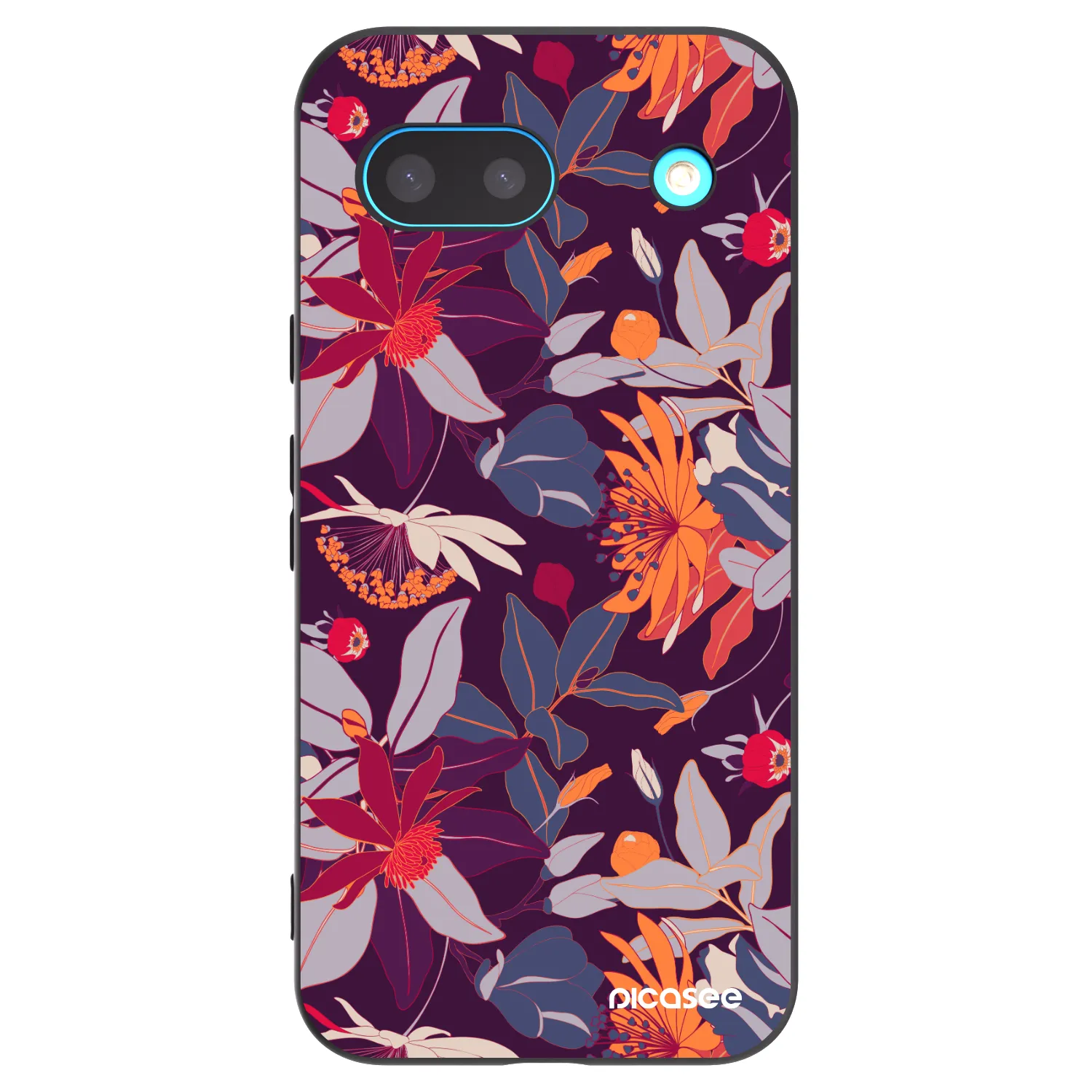 Picasee silikonowe czarne etui na Google Pixel 8a - Purple Leaf