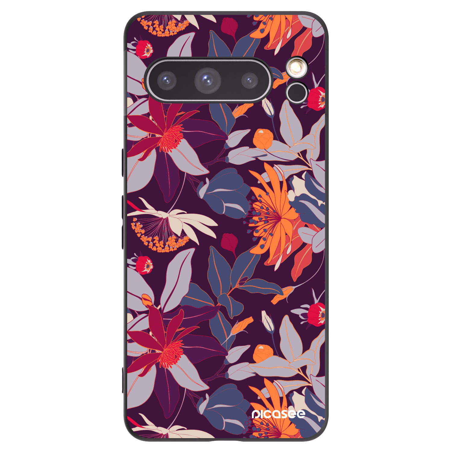 Picasee silikonowe czarne etui na Google Pixel 8 Pro - Purple Leaf