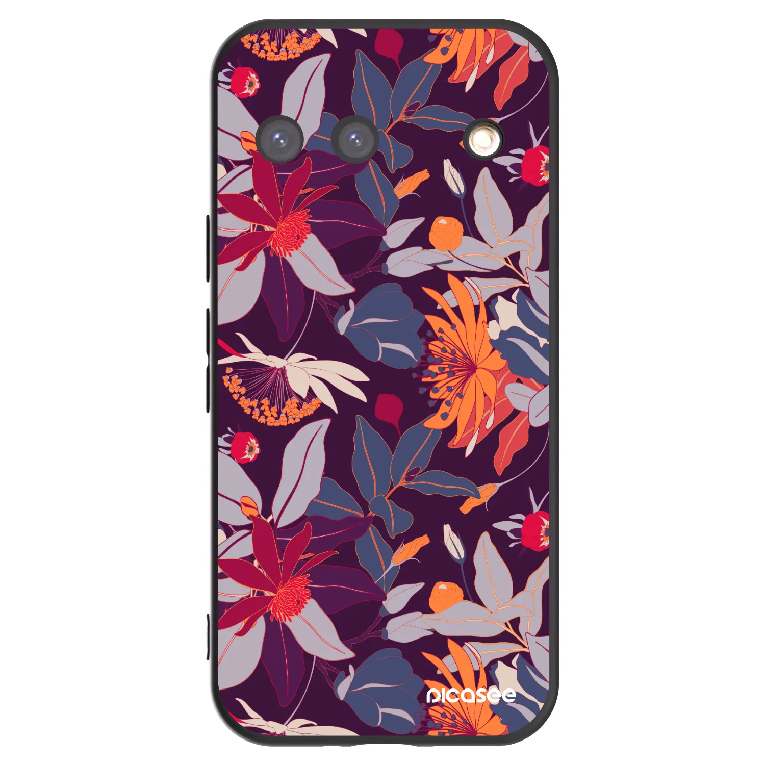 Picasee silikonowe czarne etui na Google Pixel 9 - Purple Leaf