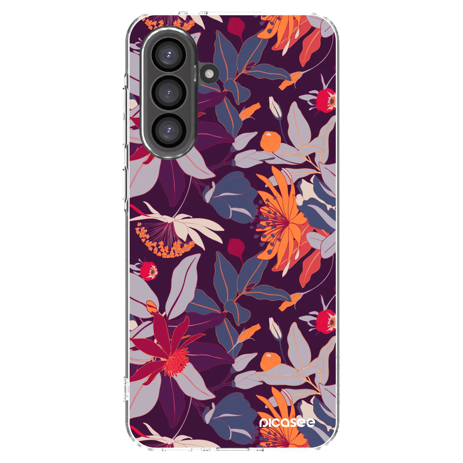 Picasee silikonowe przeźroczyste etui na Samsung Galaxy A56 5G A566B - Purple Leaf