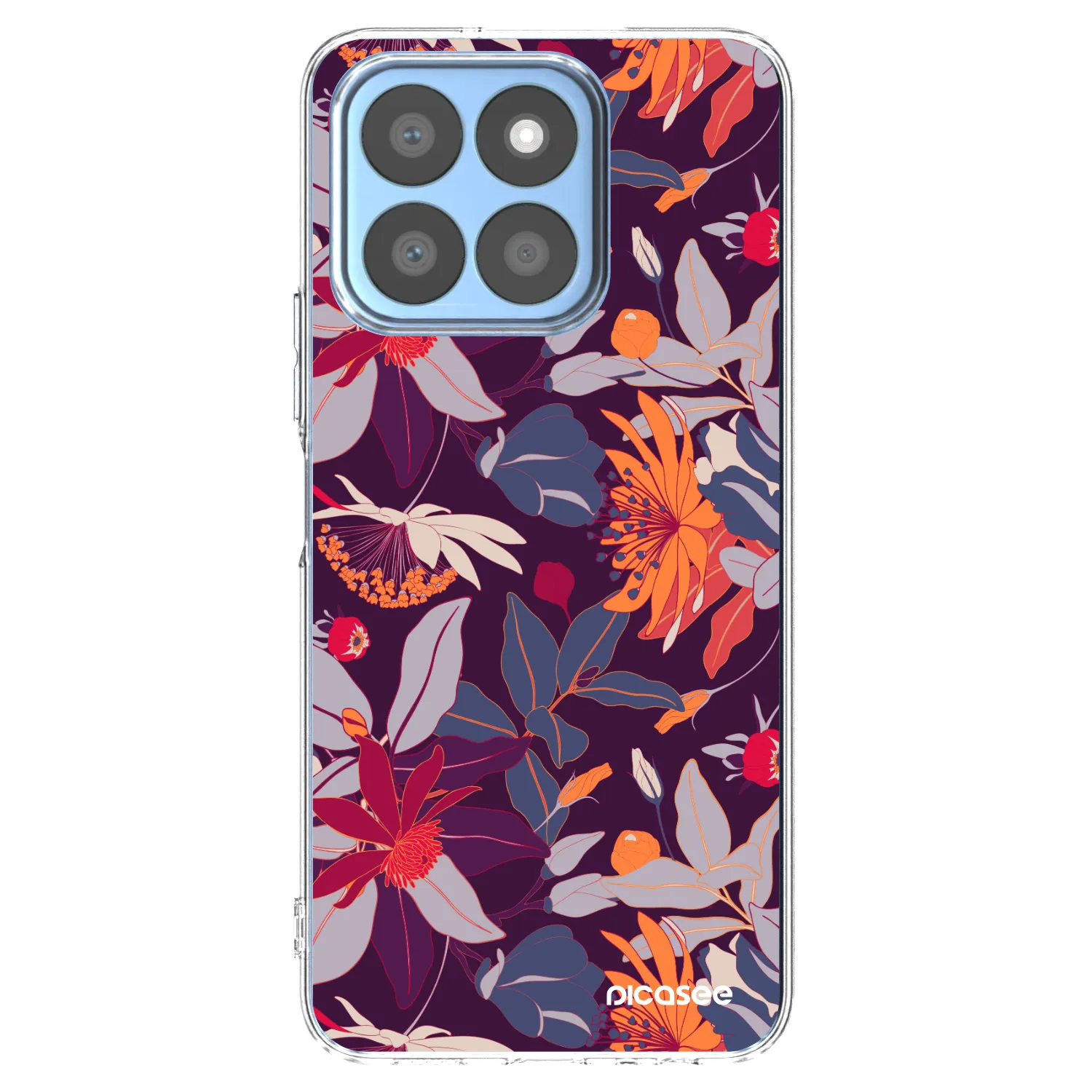 Picasee silikonowe przeźroczyste etui na Honor X8c - Purple Leaf
