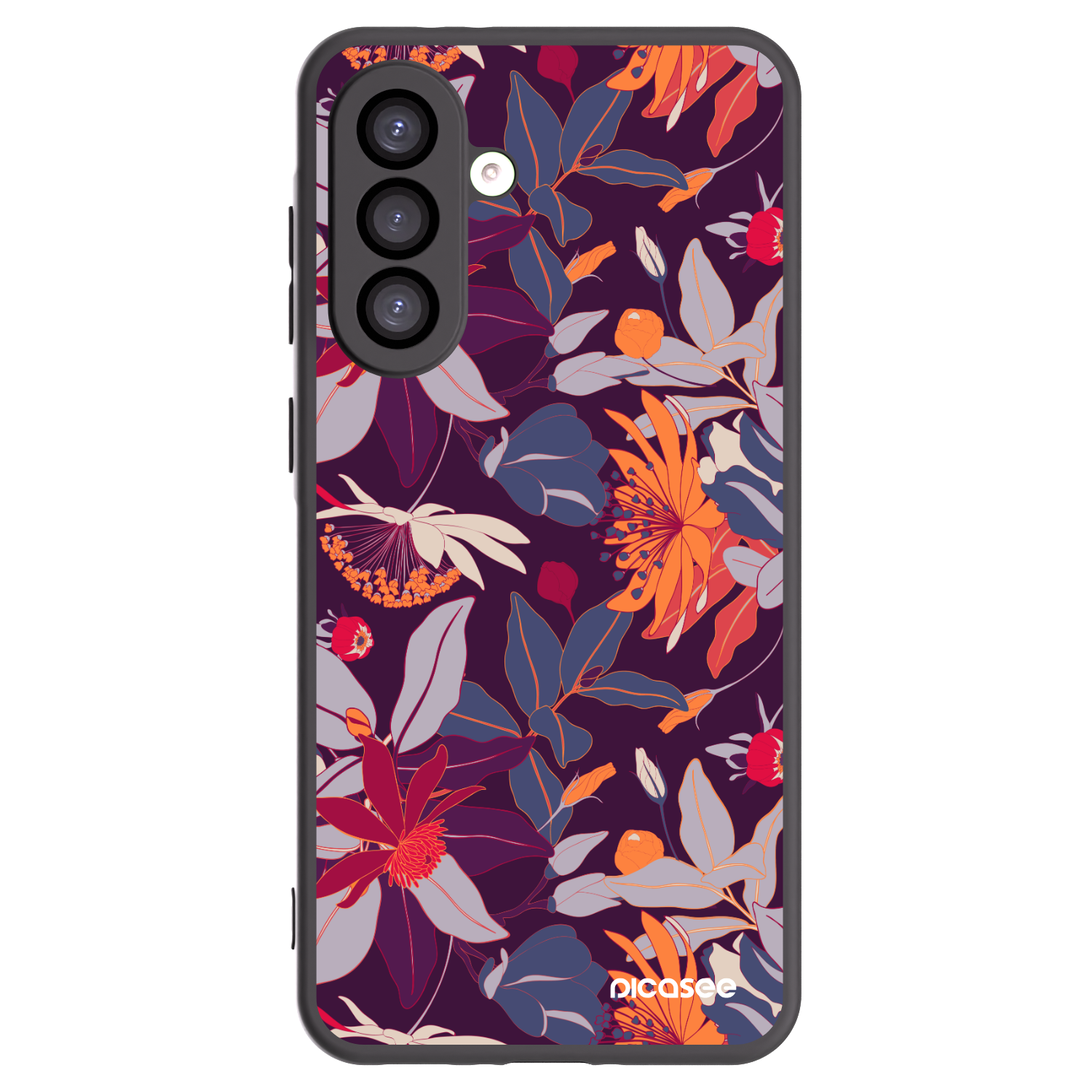 Picasee silikonowe czarne etui na Samsung Galaxy A26 5G A266B - Purple Leaf