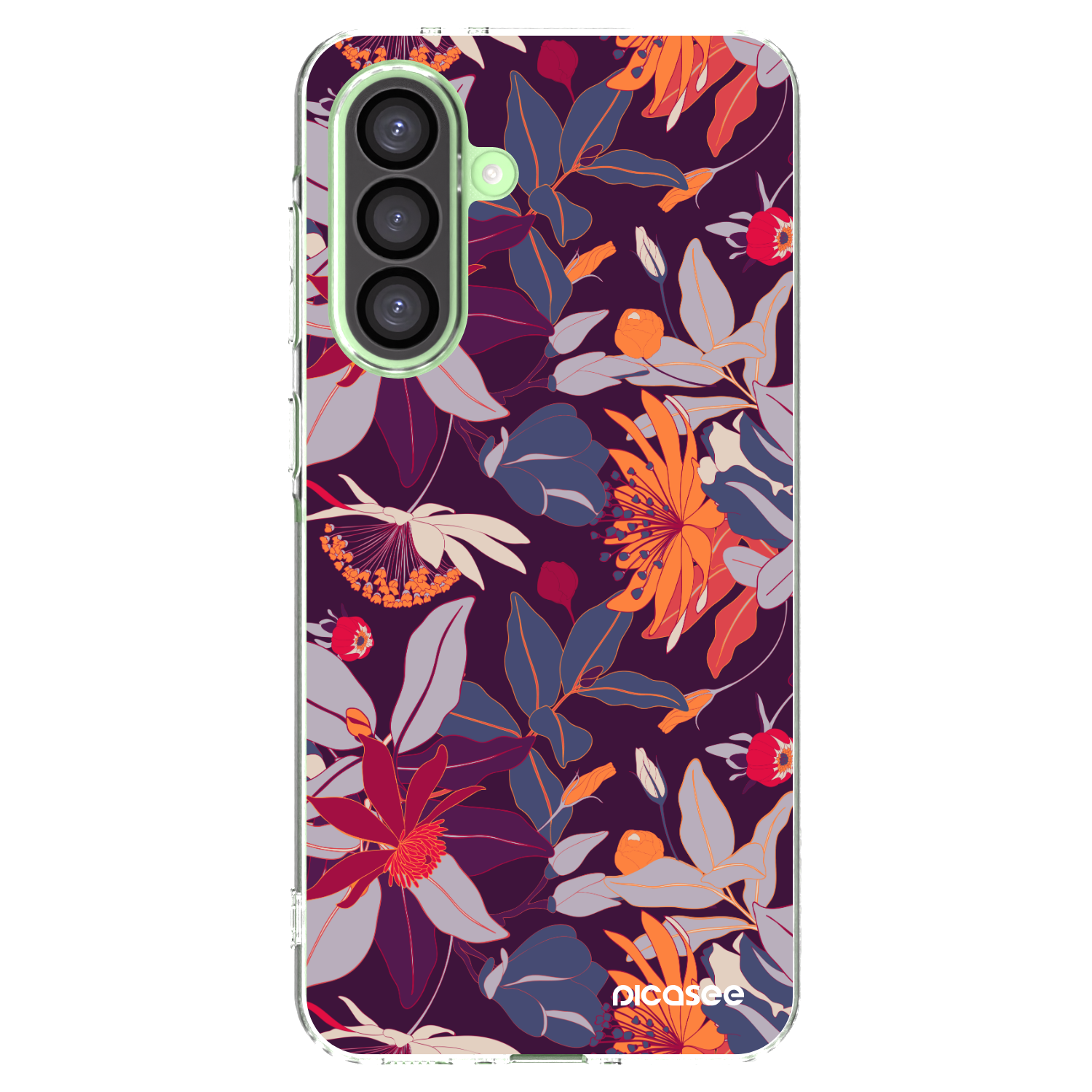 Picasee silikonowe przeźroczyste etui na Samsung Galaxy A26 5G A266B - Purple Leaf