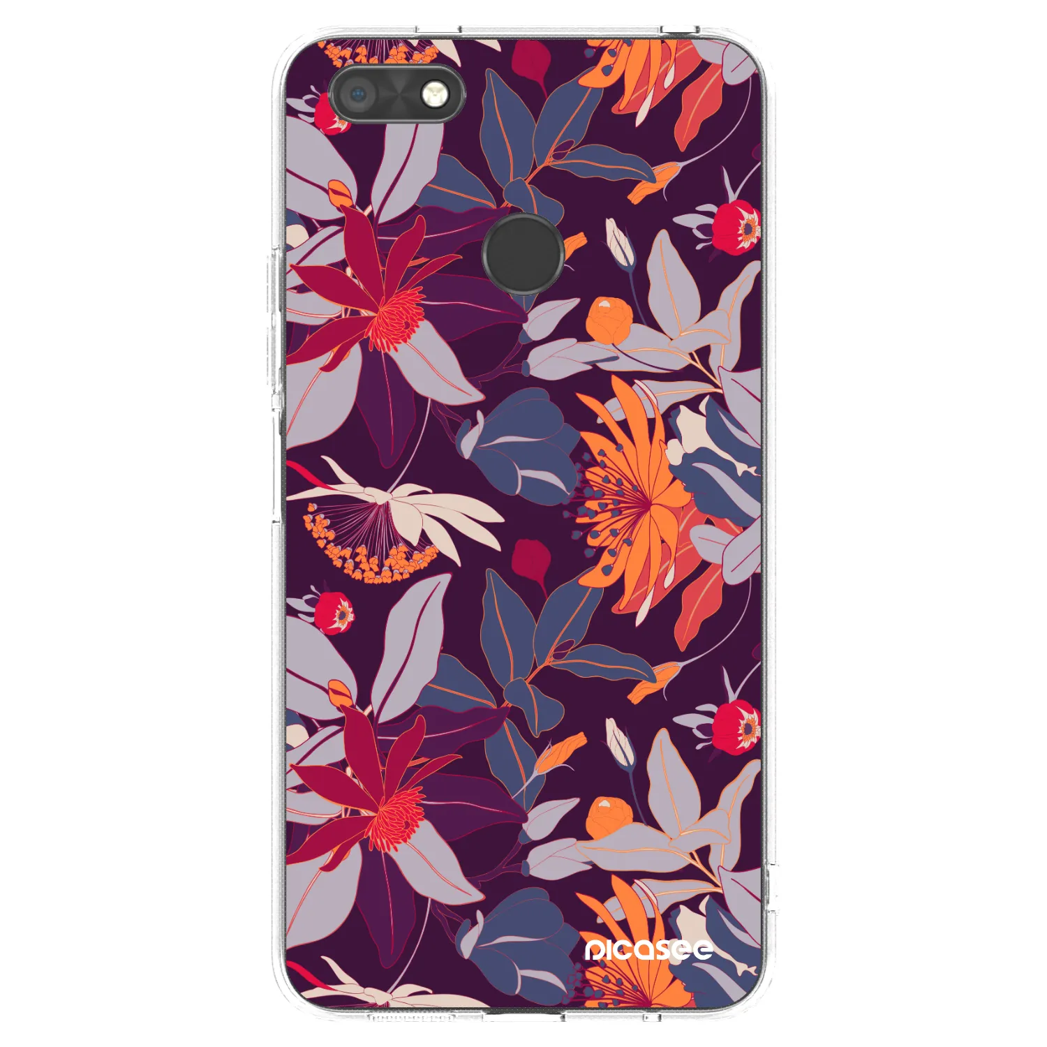 Picasee silikonowe przeźroczyste etui na Huawei P9 Lite Mini - Purple Leaf