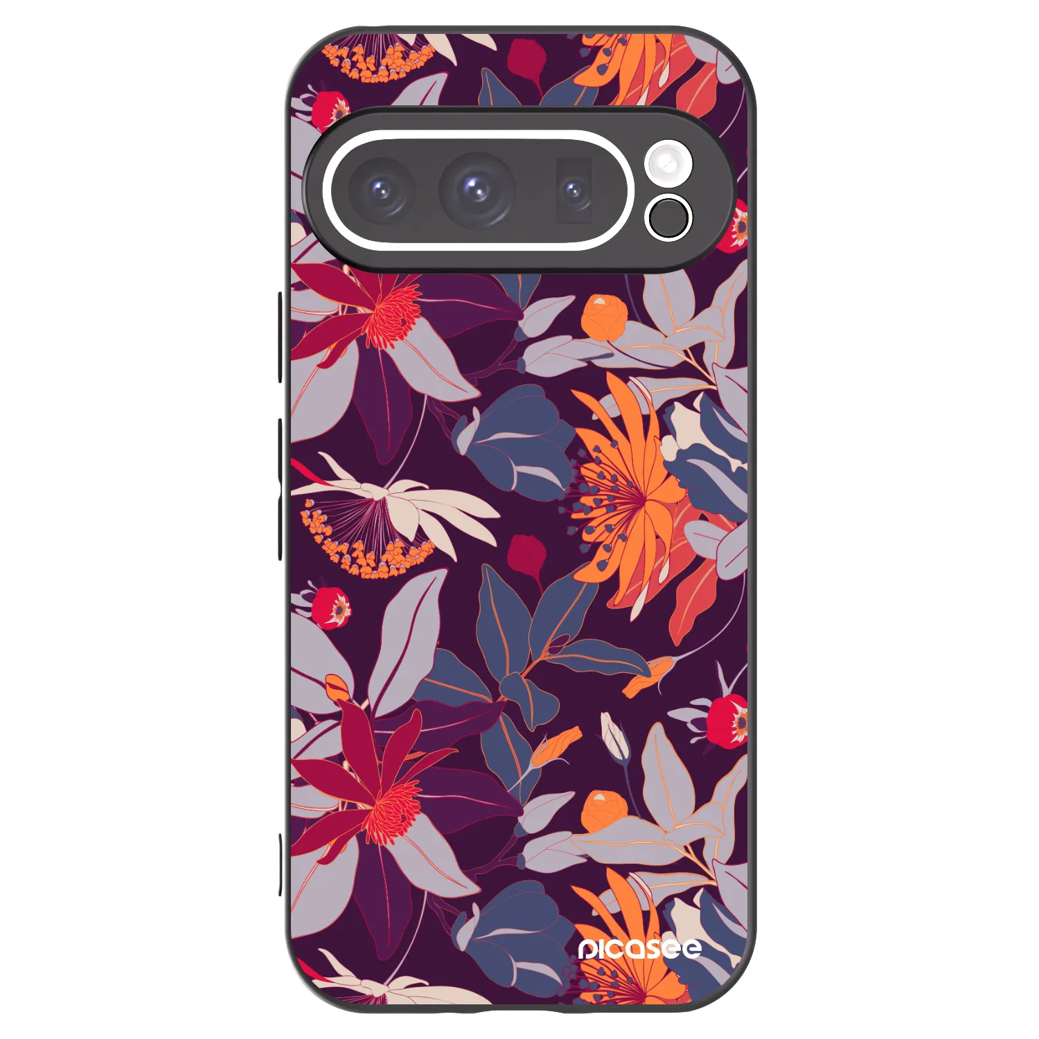 Picasee silikonowe czarne etui na Google Pixel 9 Pro - Purple Leaf