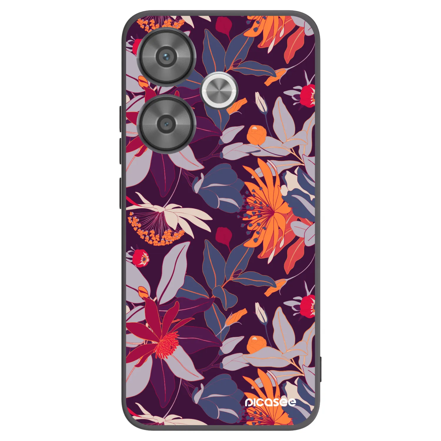 Picasee silikonowe czarne etui na Xiaomi Poco F6 - Purple Leaf