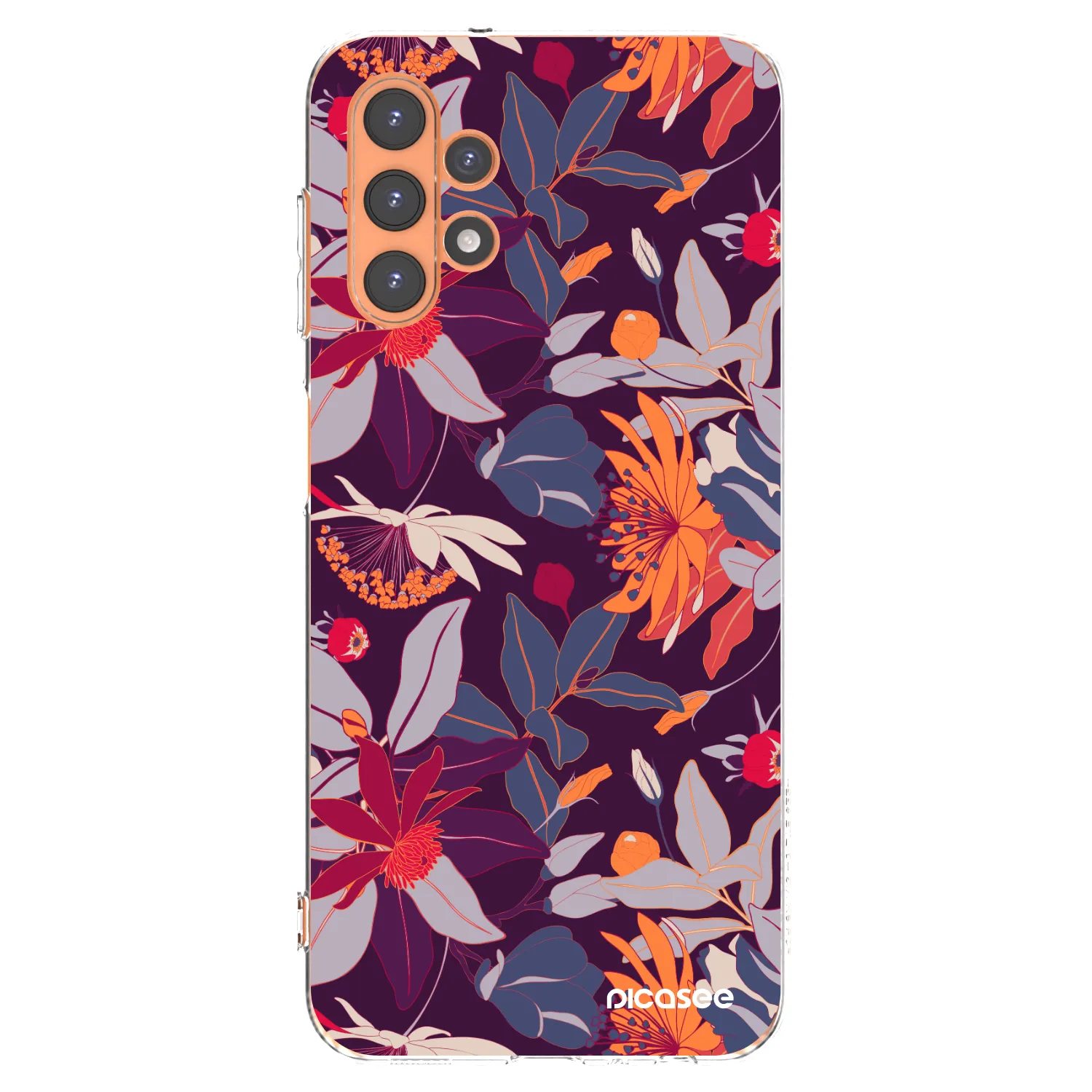 Picasee silikonowe przeźroczyste etui na Samsung Galaxy A13 5G - Purple Leaf