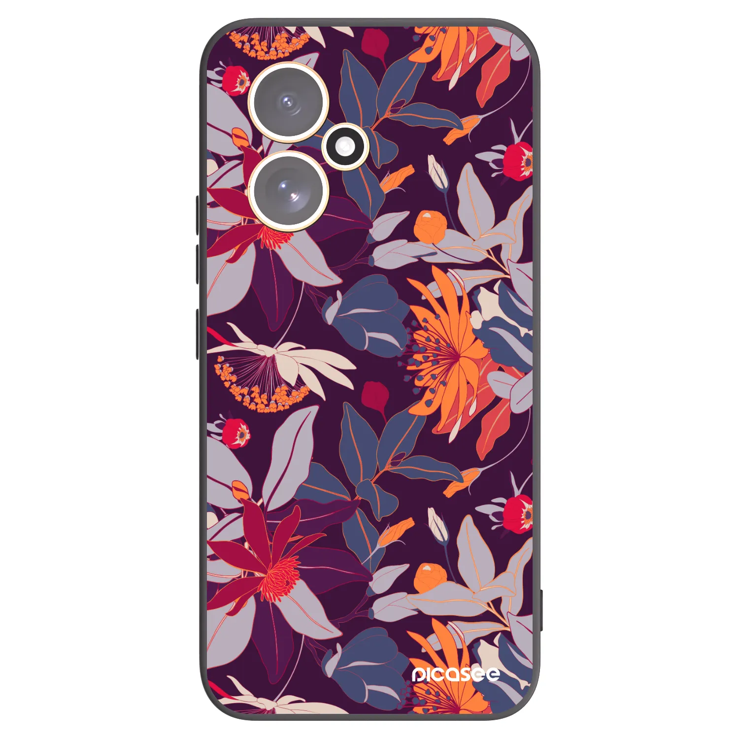 Picasee silikonowe czarne etui na Honor 400 5G - Purple Leaf