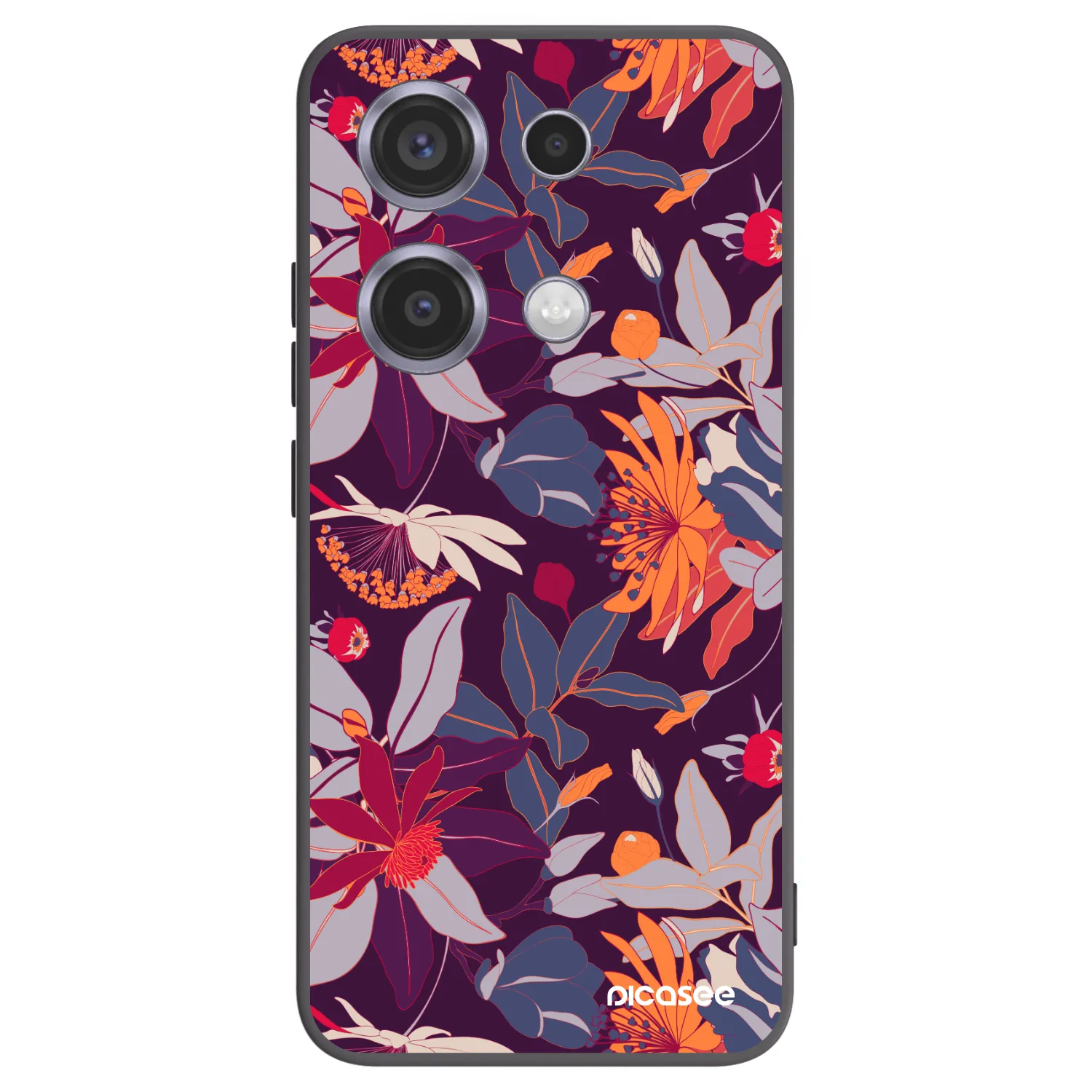 Picasee silikonowe czarne etui na Xiaomi Redmi Note 14S - Purple Leaf