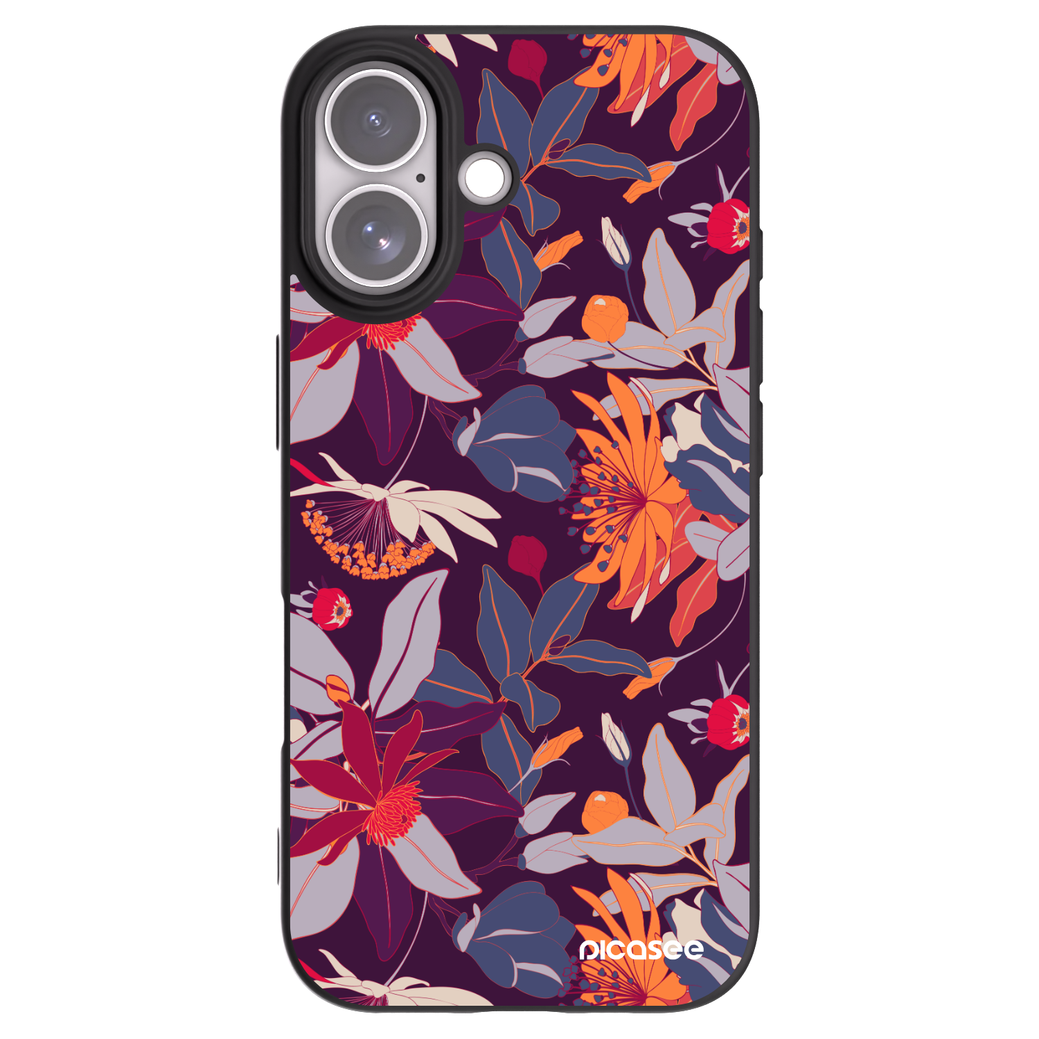 Picasee silikonowe czarne etui na Apple iPhone 17 - Purple Leaf