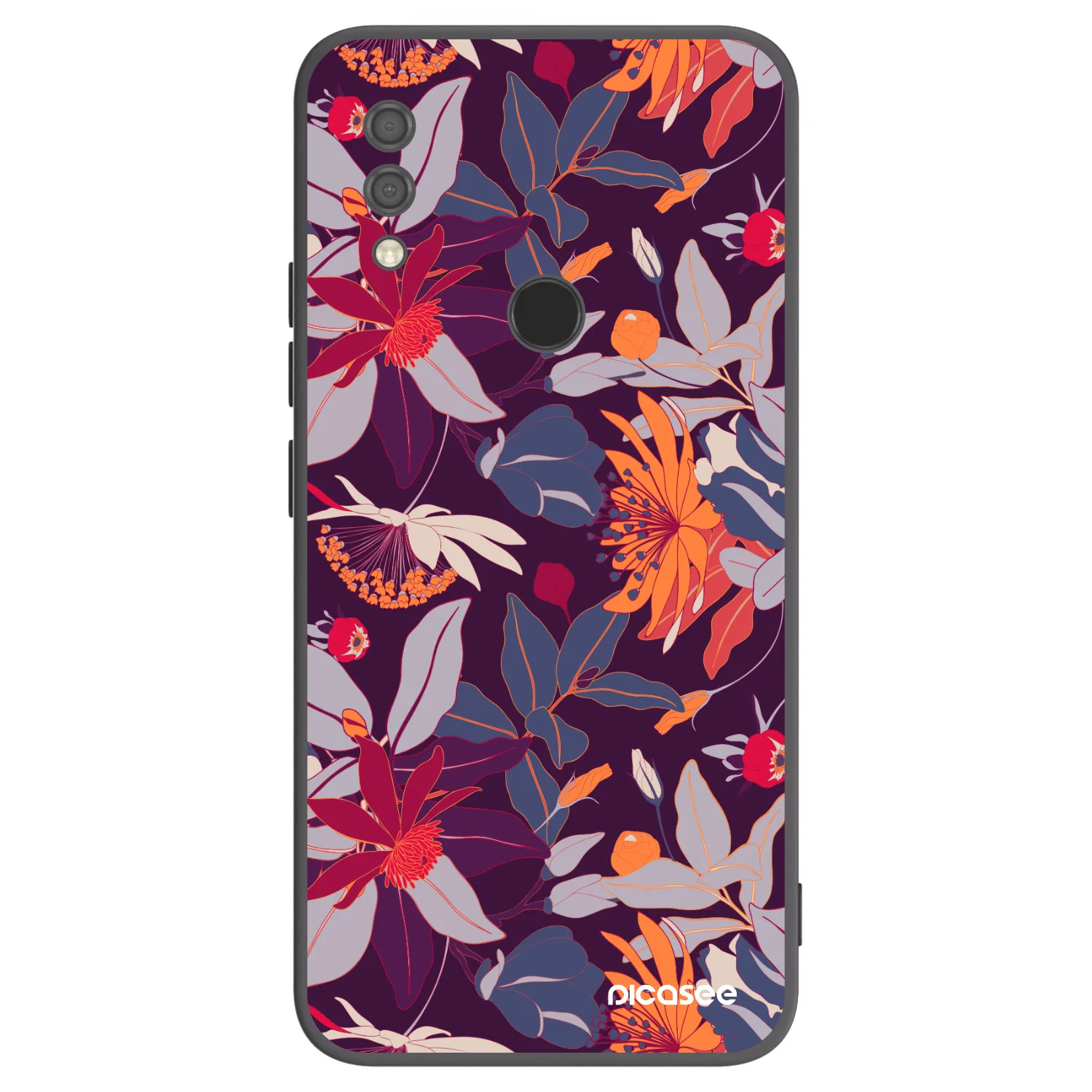 Picasee silikonowe czarne etui na Xiaomi Redmi 7 - Purple Leaf