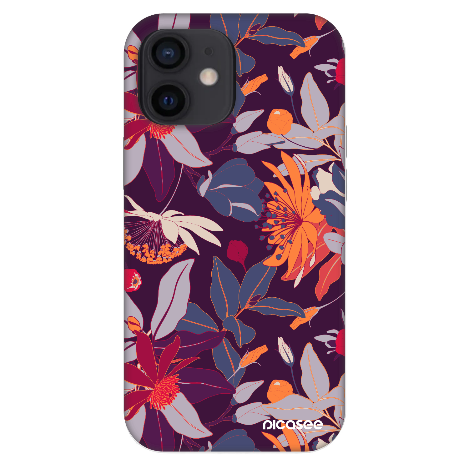 Picasee Fashion Case na Apple iPhone 12 mini - Purple Leaf