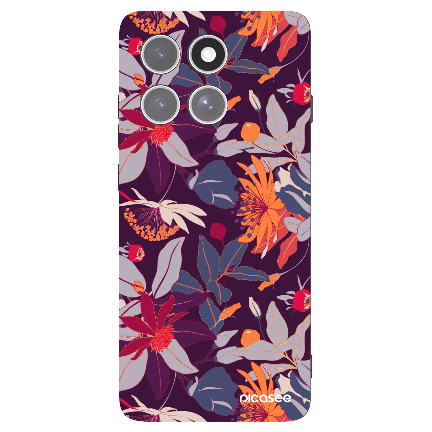 Picasee silikonowe czarne etui na Motorola Edge 60 Pro - Purple Leaf