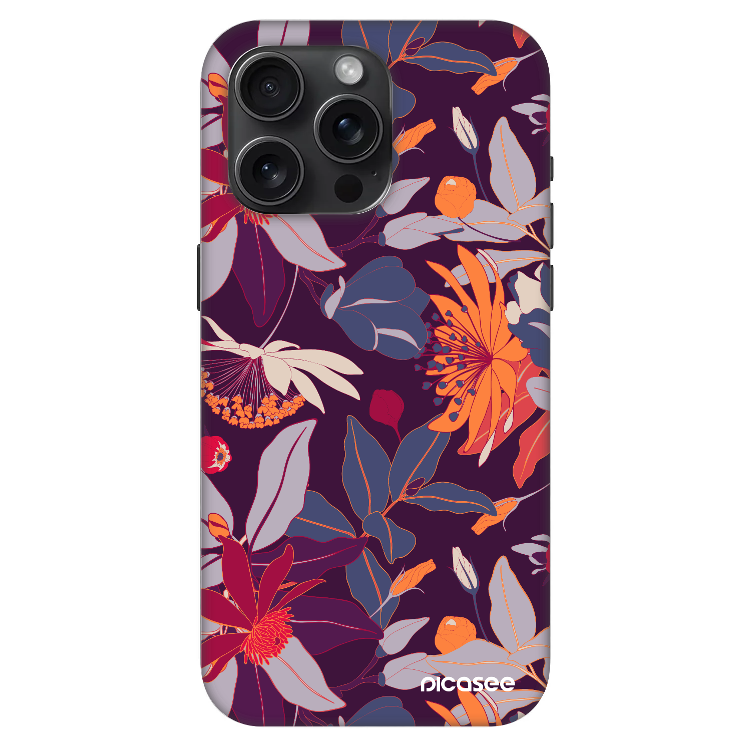 Picasee Fashion Case MagSafe na Apple iPhone 15 Pro Max - Purple Leaf