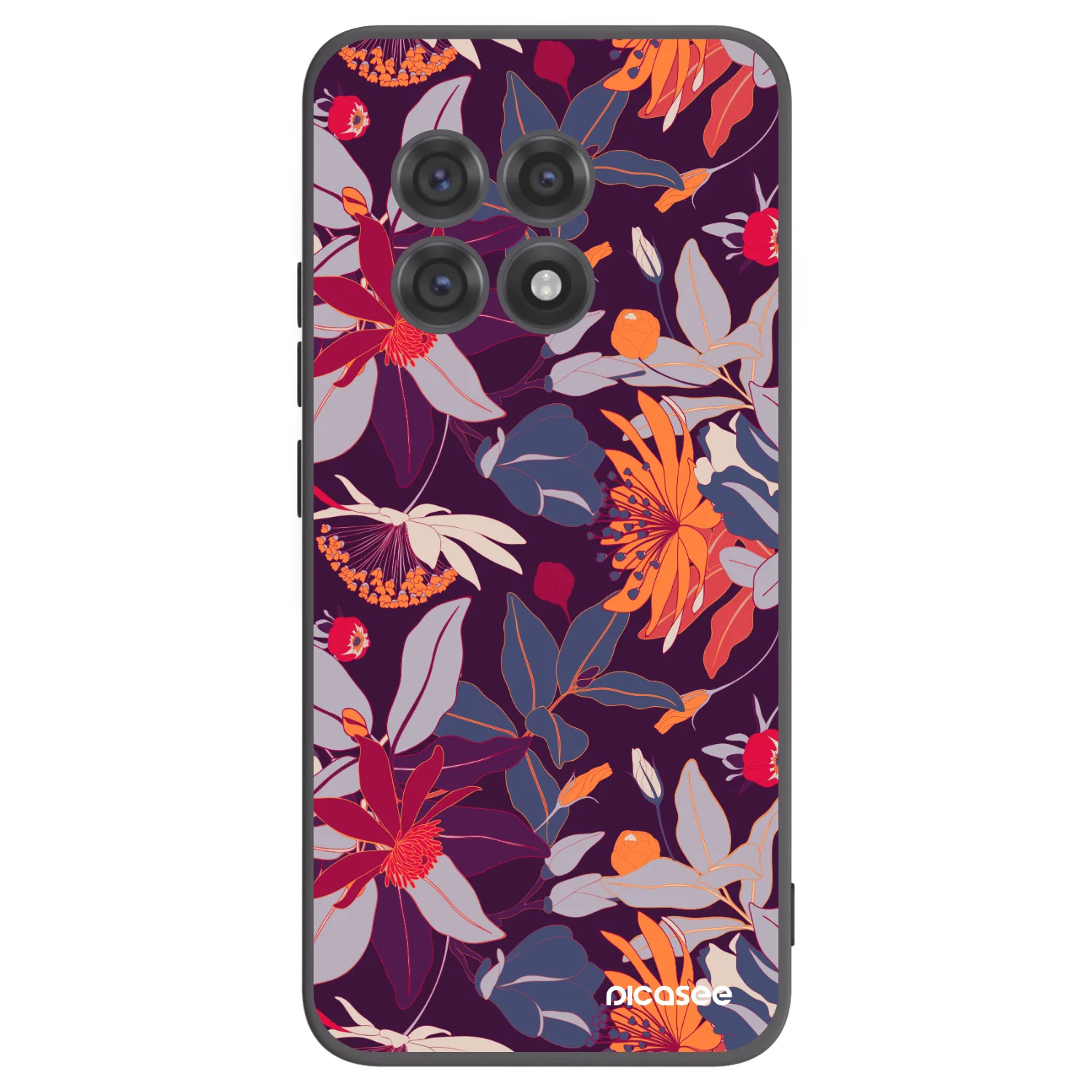 Picasee silikonowe czarne etui na OnePlus 13R 5G - Purple Leaf