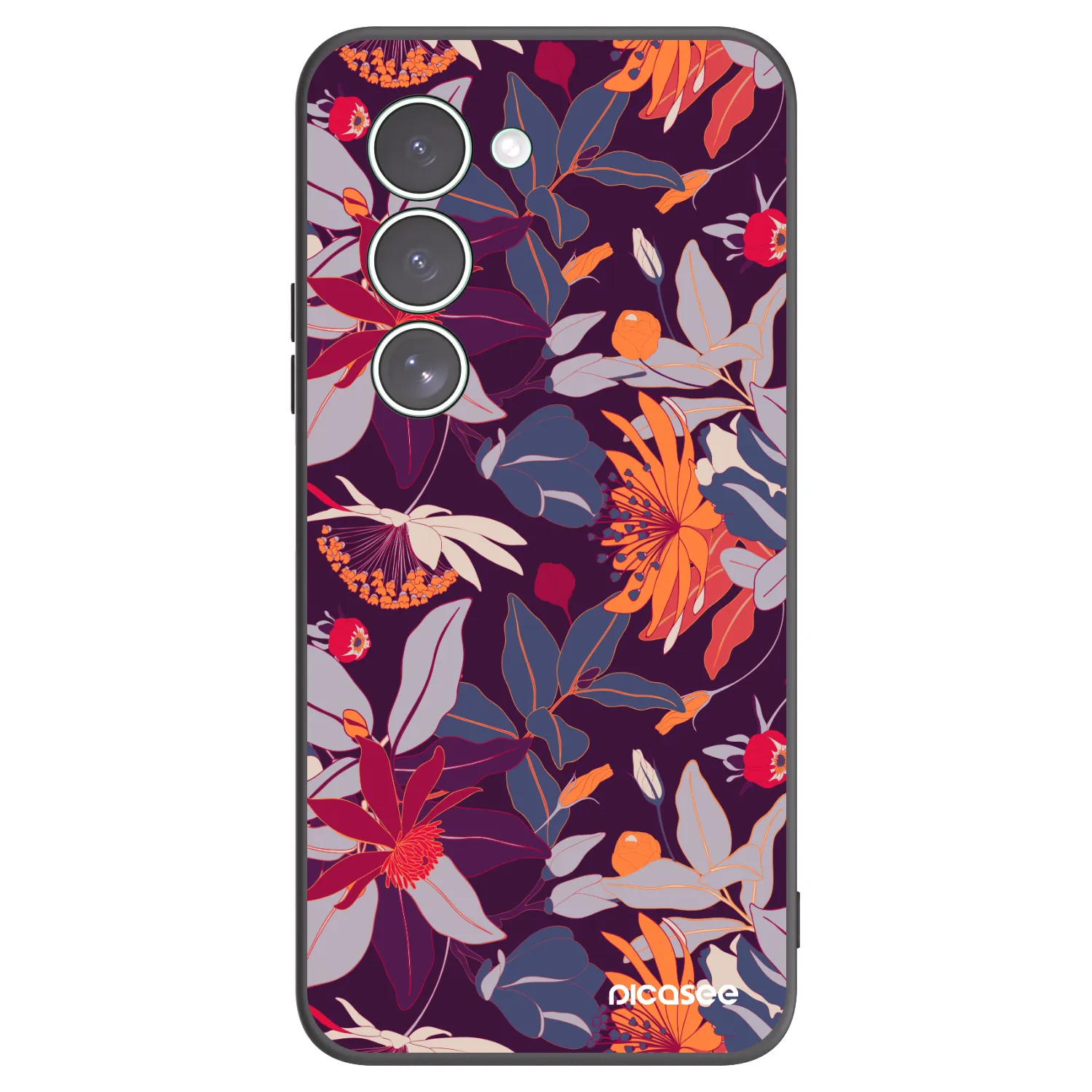 Picasee silikonowe czarne etui na Xiaomi Redmi 15 5G - Purple Leaf