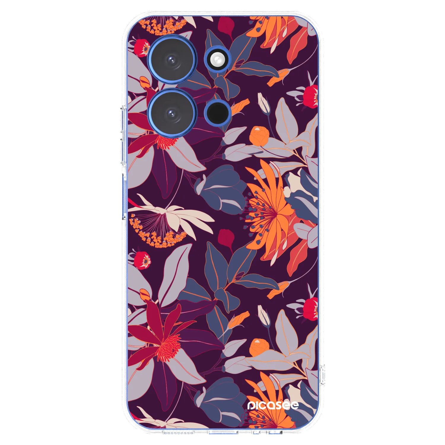Picasee silikonowe przeźroczyste etui na Xiaomi Redmi 15C 4G - Purple Leaf