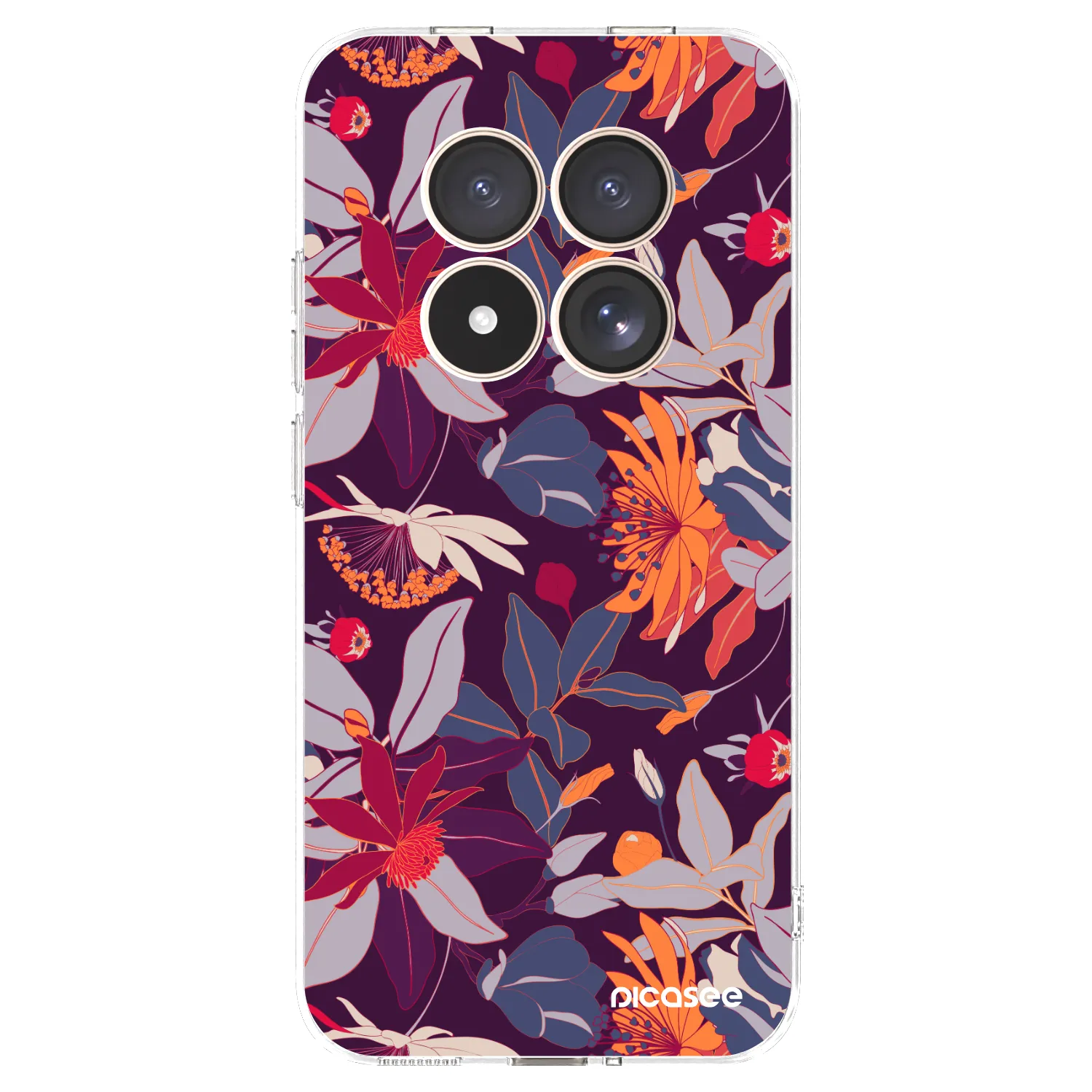 Picasee silikonowe przeźroczyste etui na Xiaomi Redmi Note 15 Pro 4G - Purple Leaf