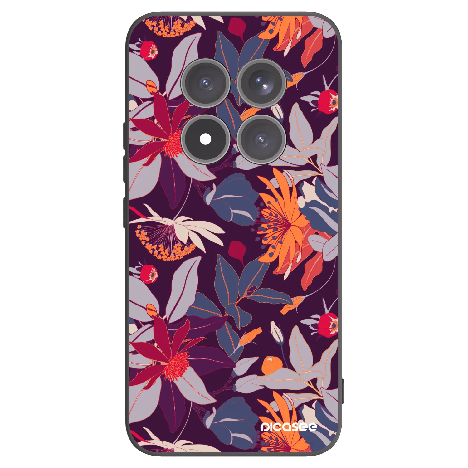 Picasee silikonowe czarne etui na Xiaomi Redmi Note 15 Pro+ - Purple Leaf