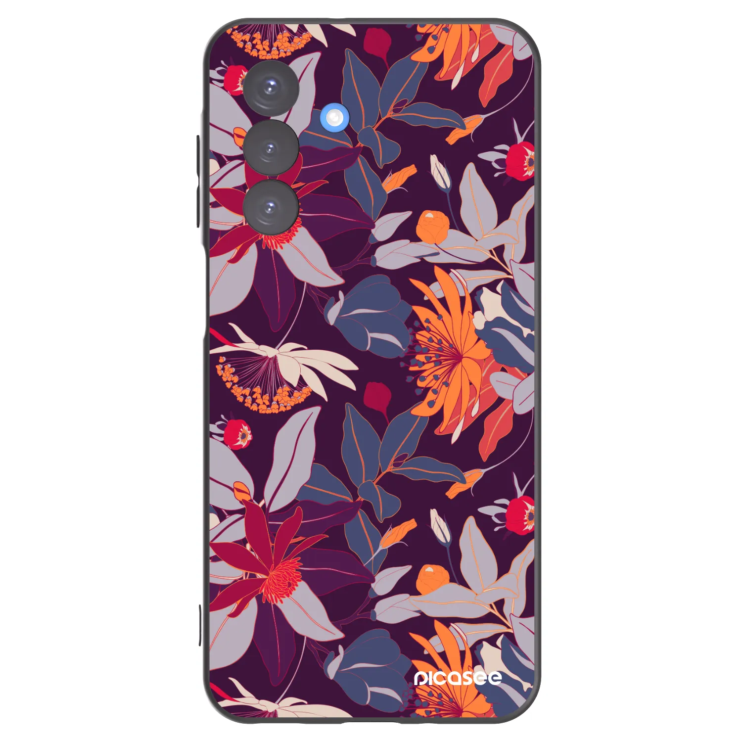 Picasee silikonowe czarne etui na Samsung Galaxy A17 5G - Purple Leaf