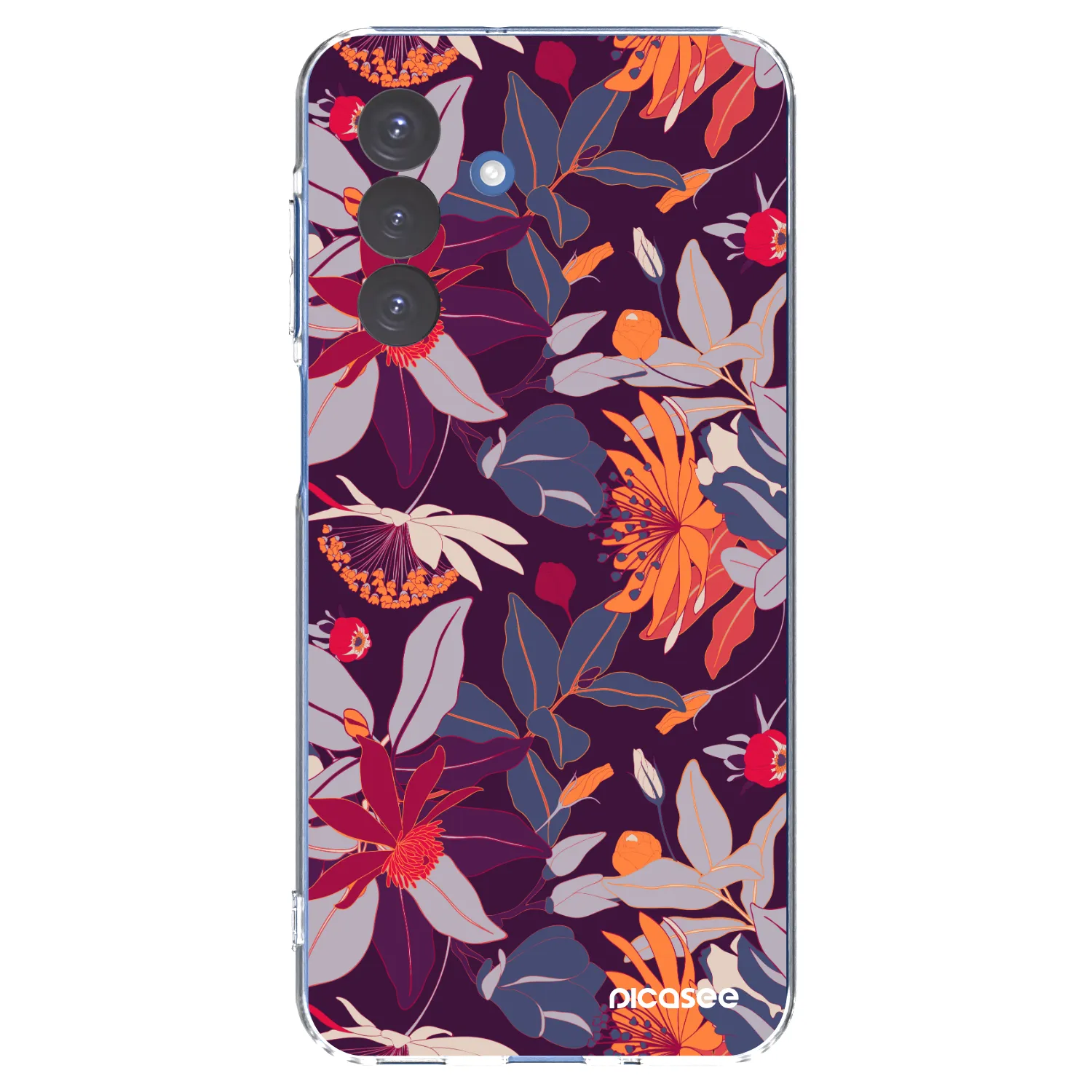 Picasee silikonowe przeźroczyste etui na Samsung Galaxy A17 5G - Purple Leaf