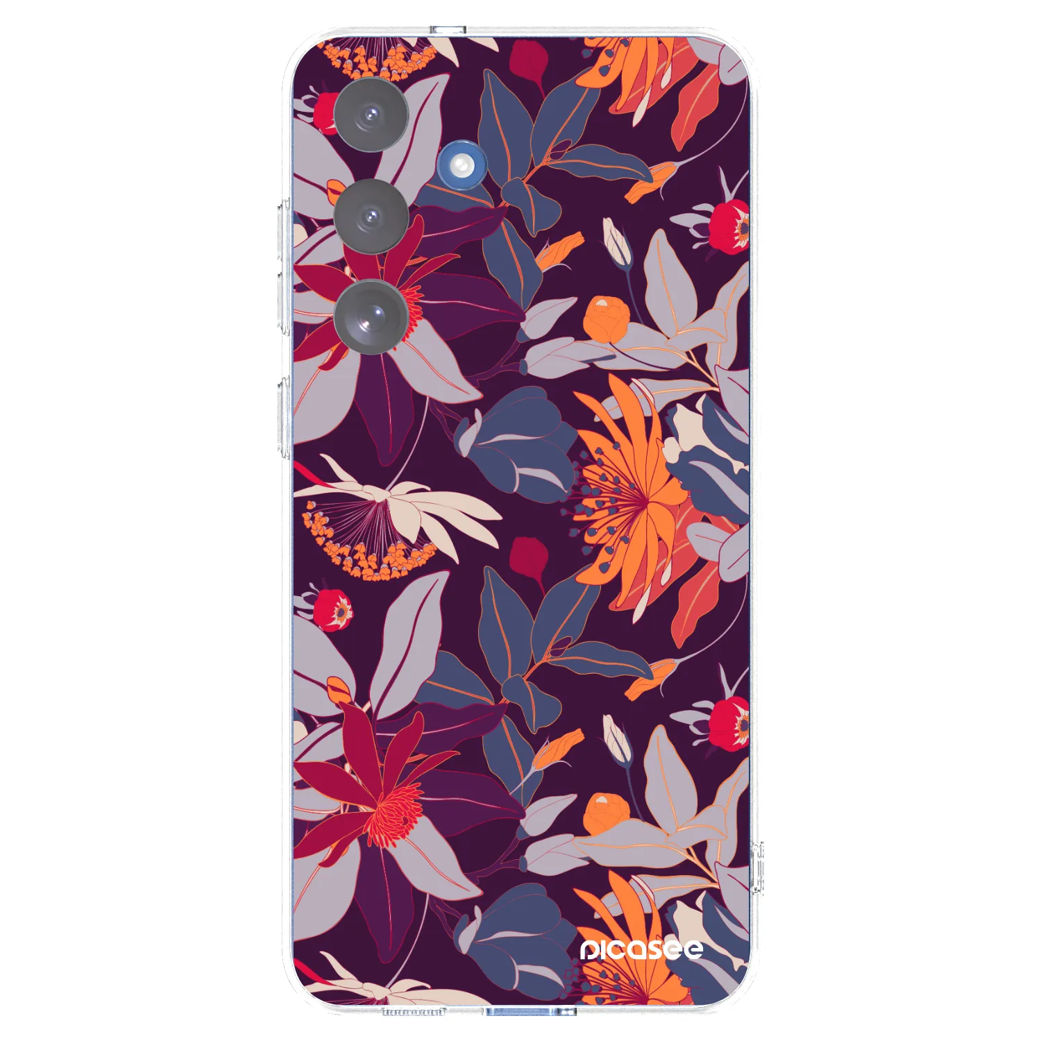 Picasee silikonowe przeźroczyste etui na Samsung Galaxy S25 FE 5G - Purple Leaf