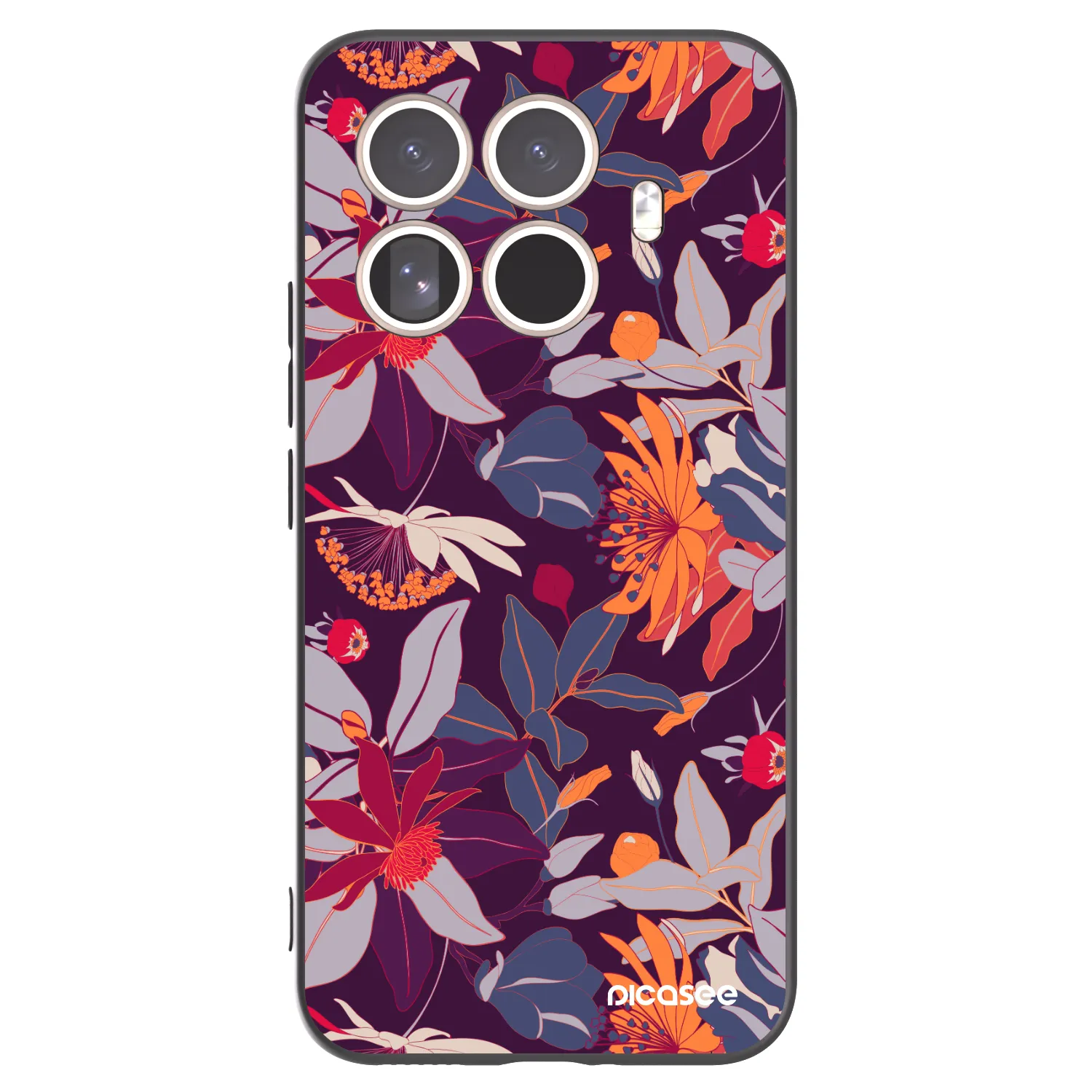 Picasee silikonowe czarne etui na Xiaomi 15T Pro - Purple Leaf