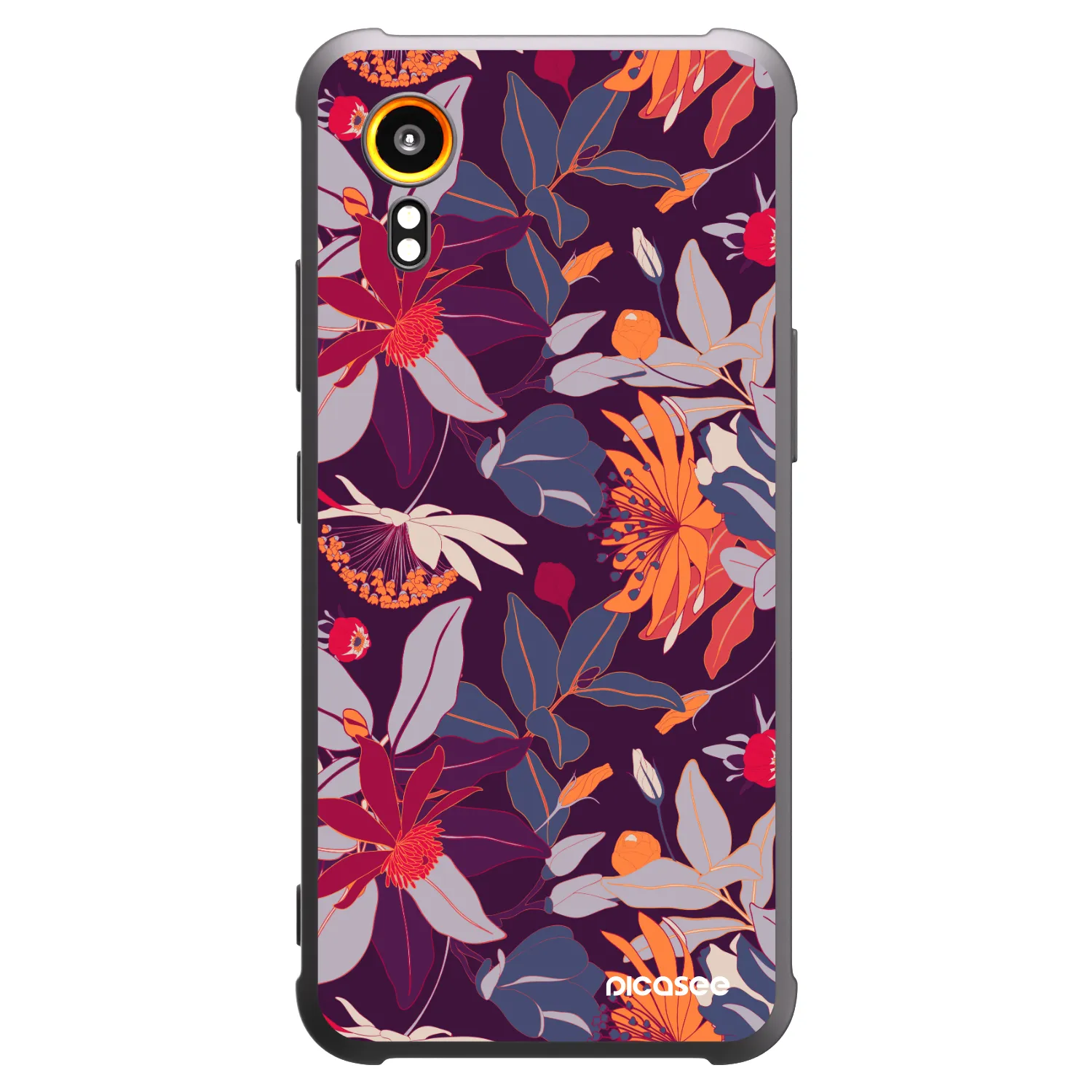 Picasee silikonowe czarne etui na Samsung Galaxy Xcover 7 - Purple Leaf