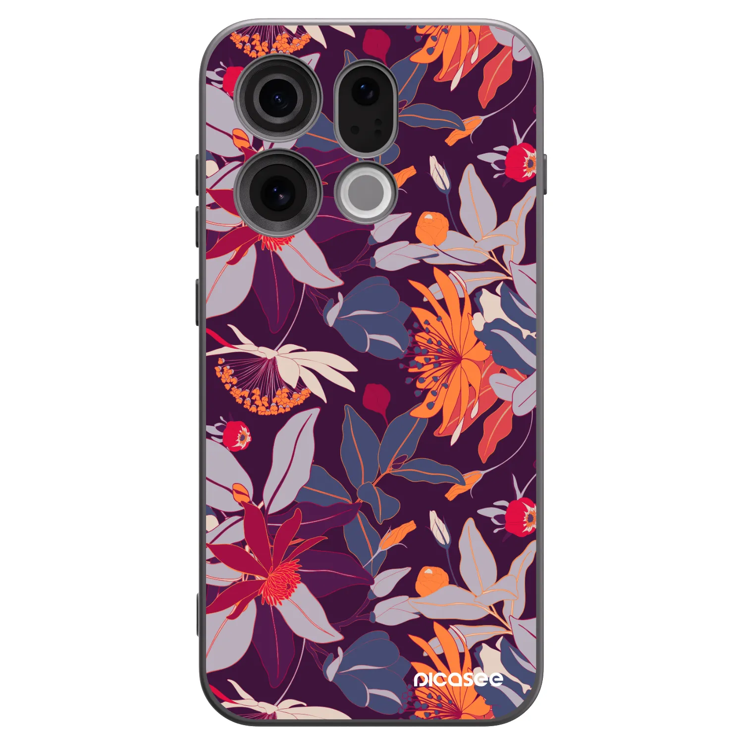 Picasee silikonowe czarne etui na OPPO Find X9 - Purple Leaf
