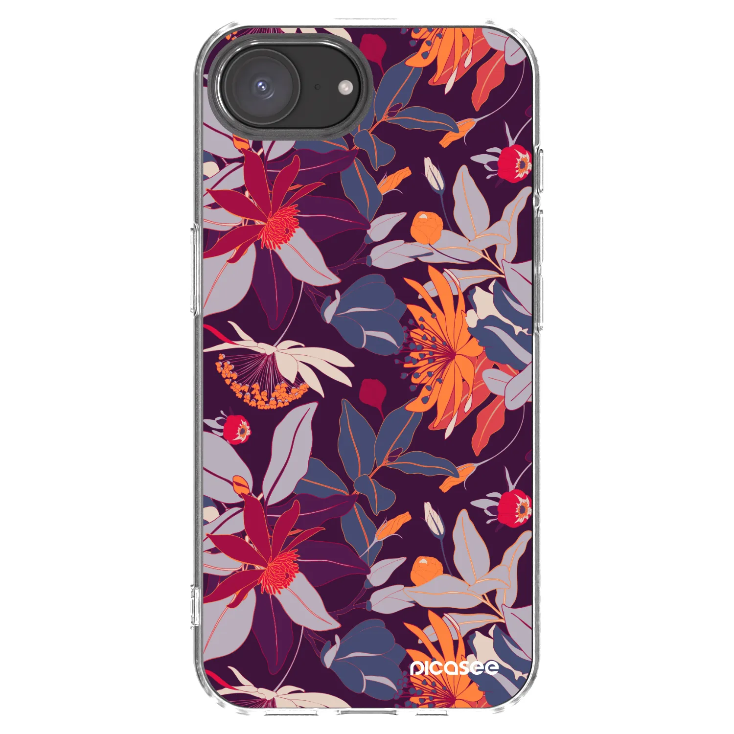 Picasee silikonowe przeźroczyste etui na Apple iPhone 17e - Purple Leaf