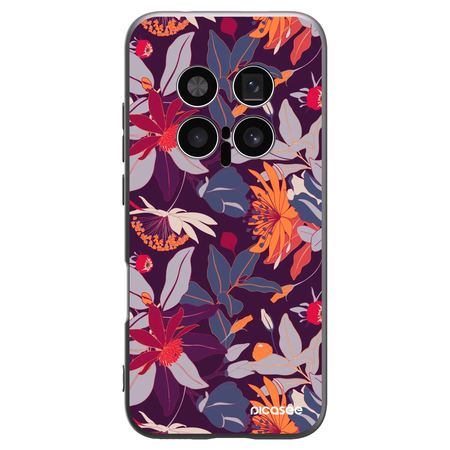 Picasee silikonowe czarne etui na Honor Magic8 Pro 5G - Purple Leaf