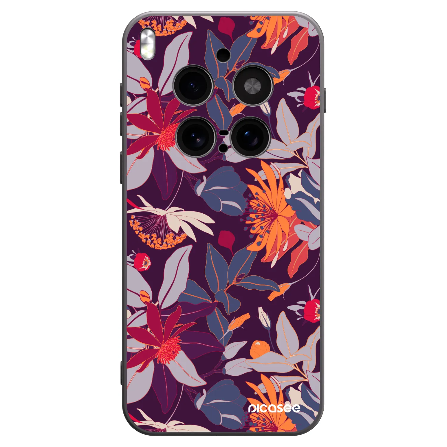 Picasee silikonowe czarne etui na Vivo X300 Pro - Purple Leaf