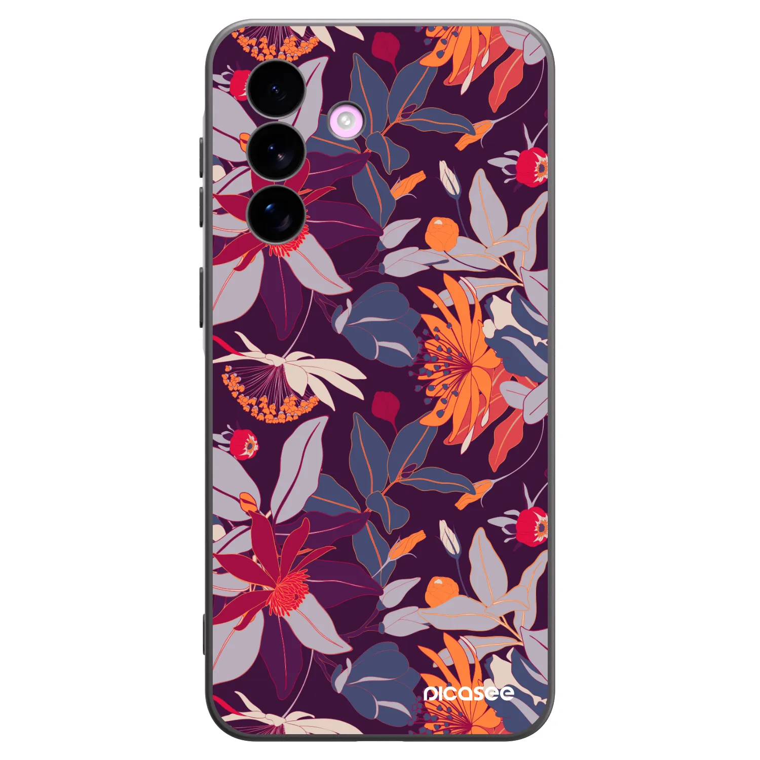 Picasee silikonowe czarne etui na Samsung Galaxy A57 5G - Purple Leaf