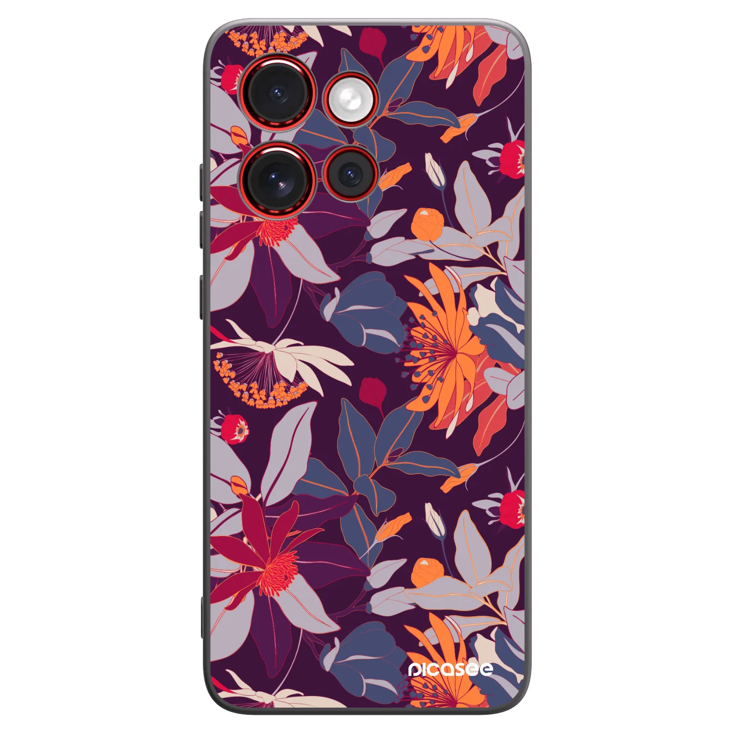 Picasee silikonowe czarne etui na Motorola Edge 60 Neo 5G - Purple Leaf